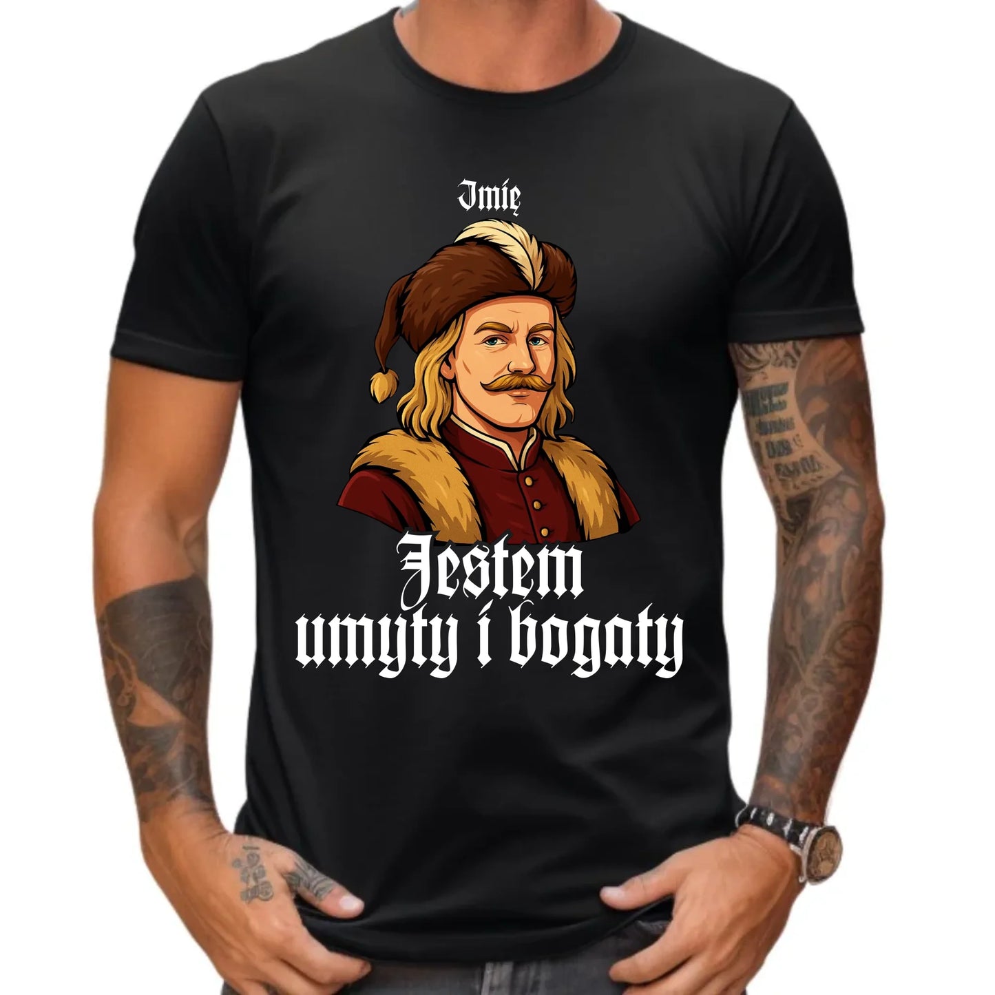 Koszulka męska - Jestem umyty i bogaty - dla fanów serialu 1670 - personalizowana H60