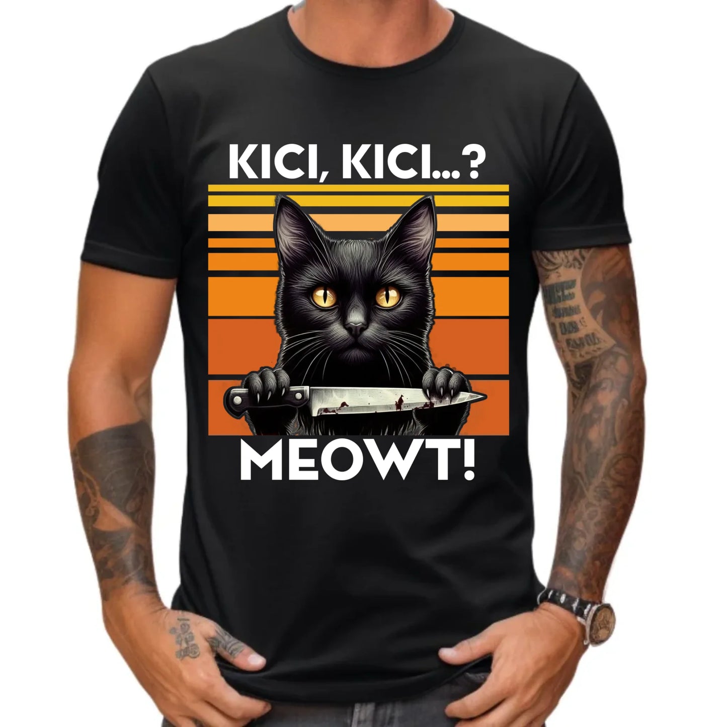 Koszulka męska - Kot z nożem - Kici, kici... MEOWT! HL17