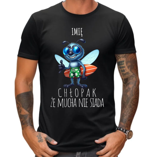 Koszulka męska - prezent dla chłopaka - Chłopak, że mucha nie siada essa - personalizowana DCH29