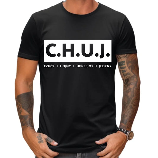 Koszulka męska - prezent dla kolegi na Dzień Chłopaka przyjaciela - C.H.U.J. - bez cenzury DCH12