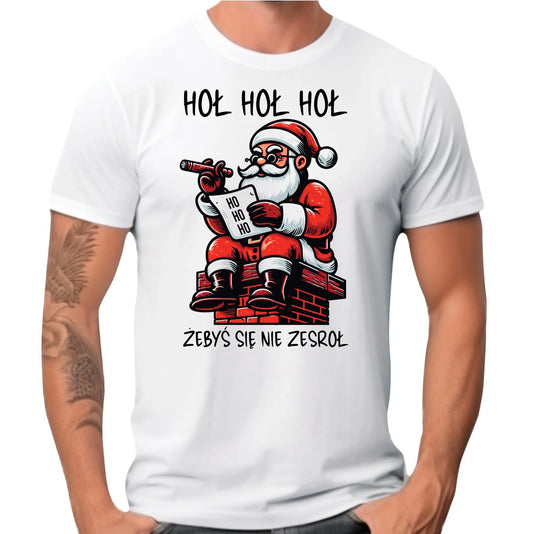 Koszulka męska świąteczna - Śmieszny prezent na Mikołaja - Hoł hoł hoł żebyś się nie zesroł BN156