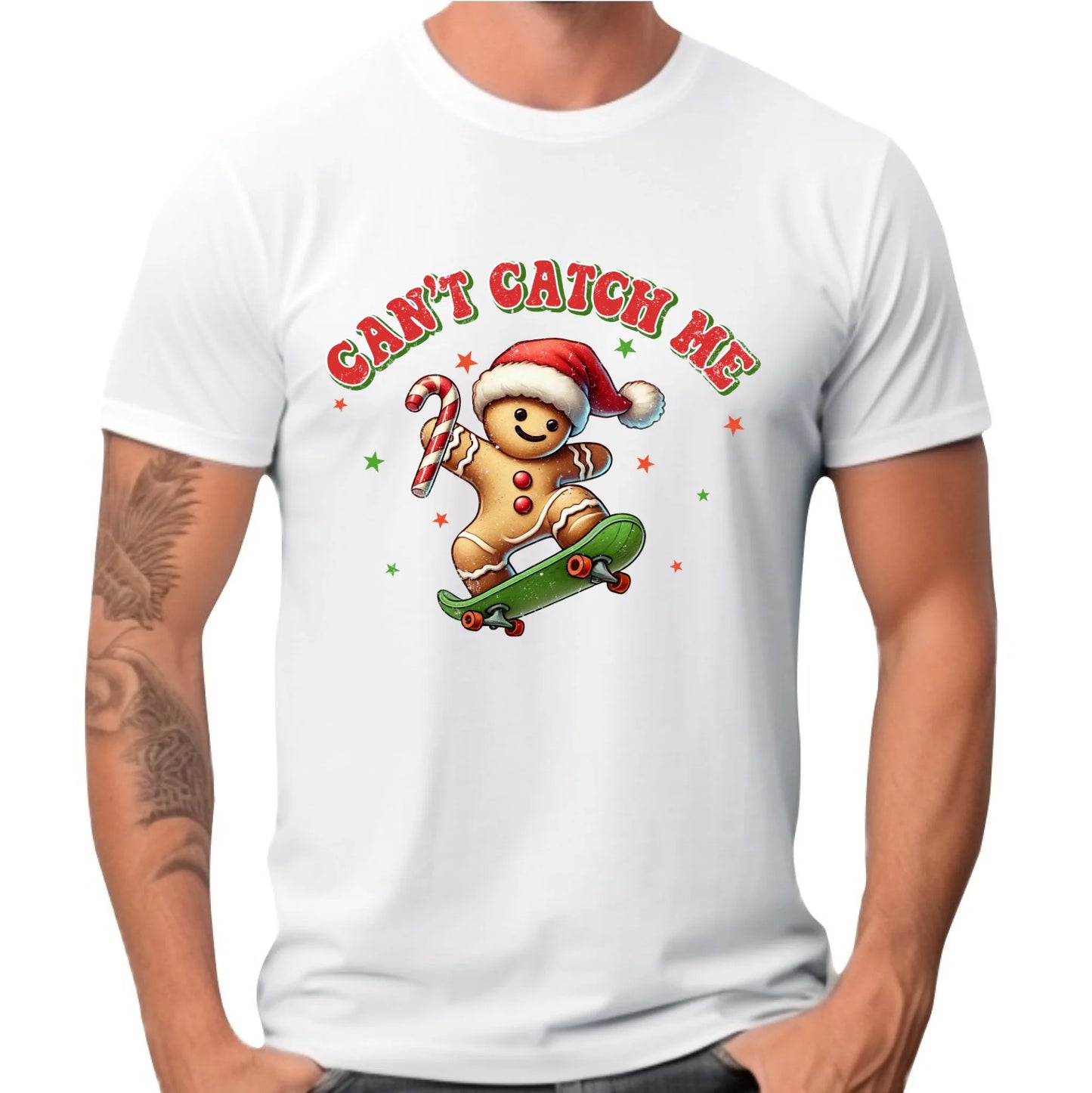 Koszulka męska świąteczna - Piernik na deskorolce Can't catch me BN45