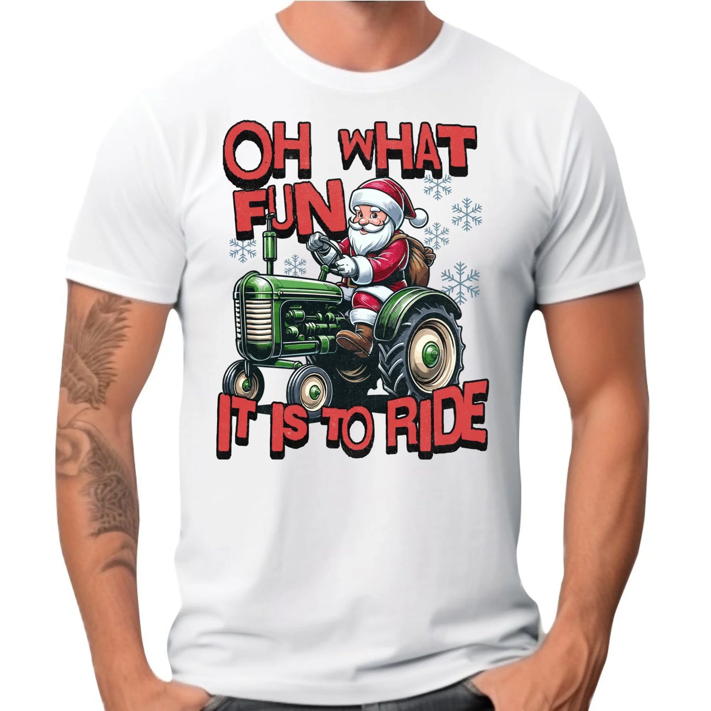 Koszulka męska świąteczna - Mikołaj na traktorze - Oh what fun BN48