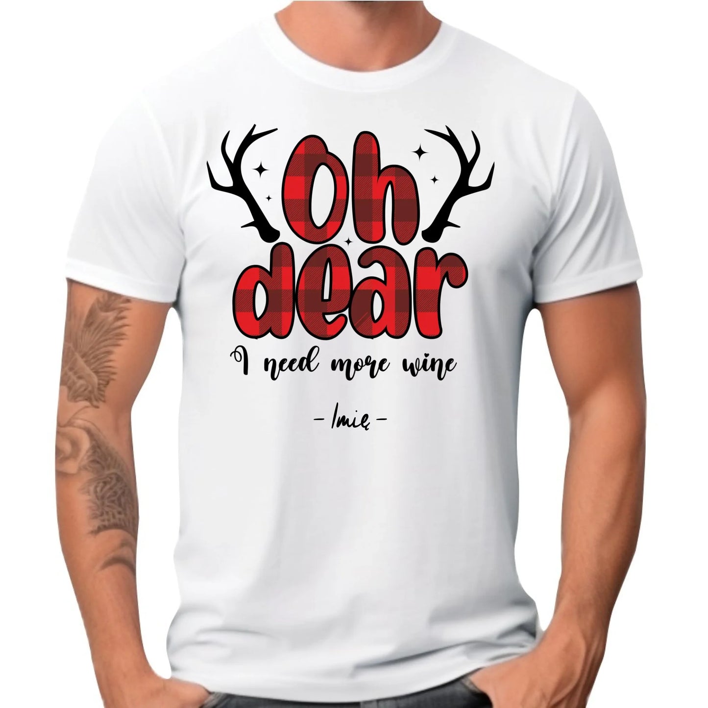 Koszulka męska świąteczna - Oh dear I need more wine - personalizowana BN63