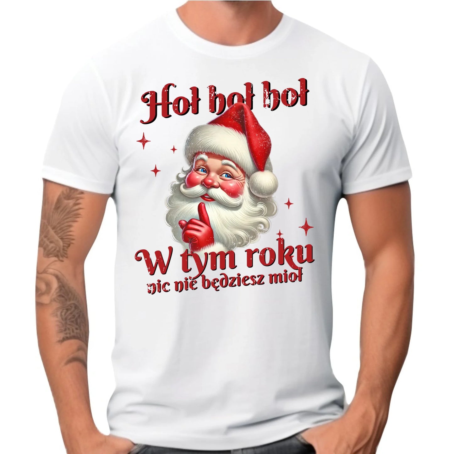 Koszulka męska świąteczna - Mikołaj Hoł hoł nic nie będziesz mioł BN66