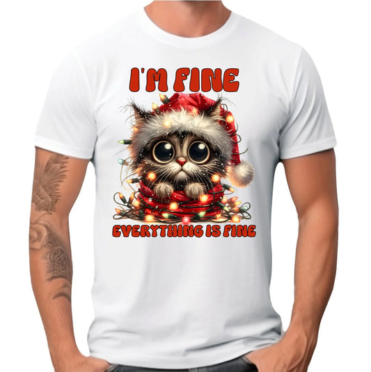 Koszulka męska świąteczna - Kotek I'm fine everything is fine BN67