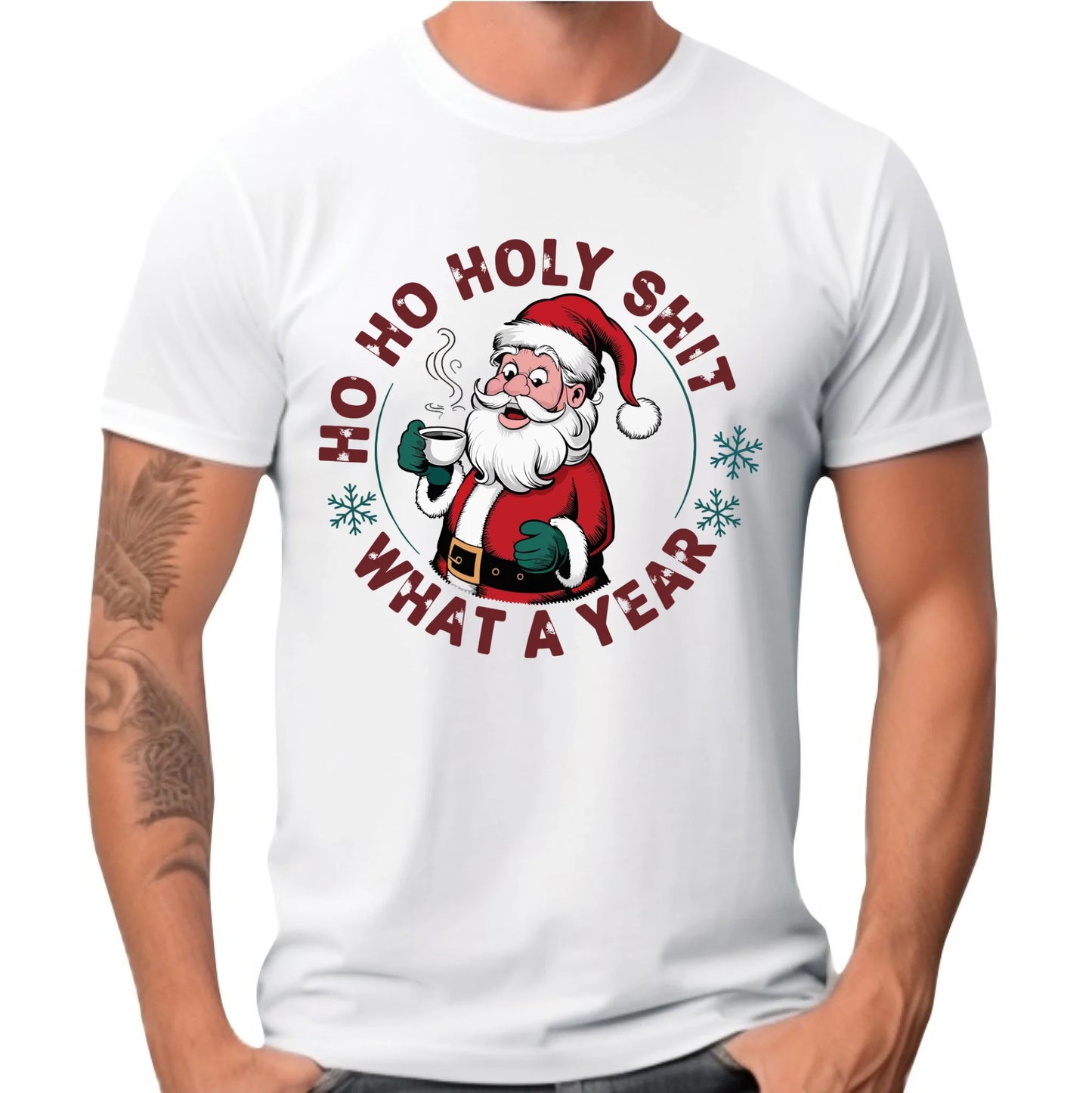 Koszulka męska świąteczna - Ho ho holy shit what a year BN74