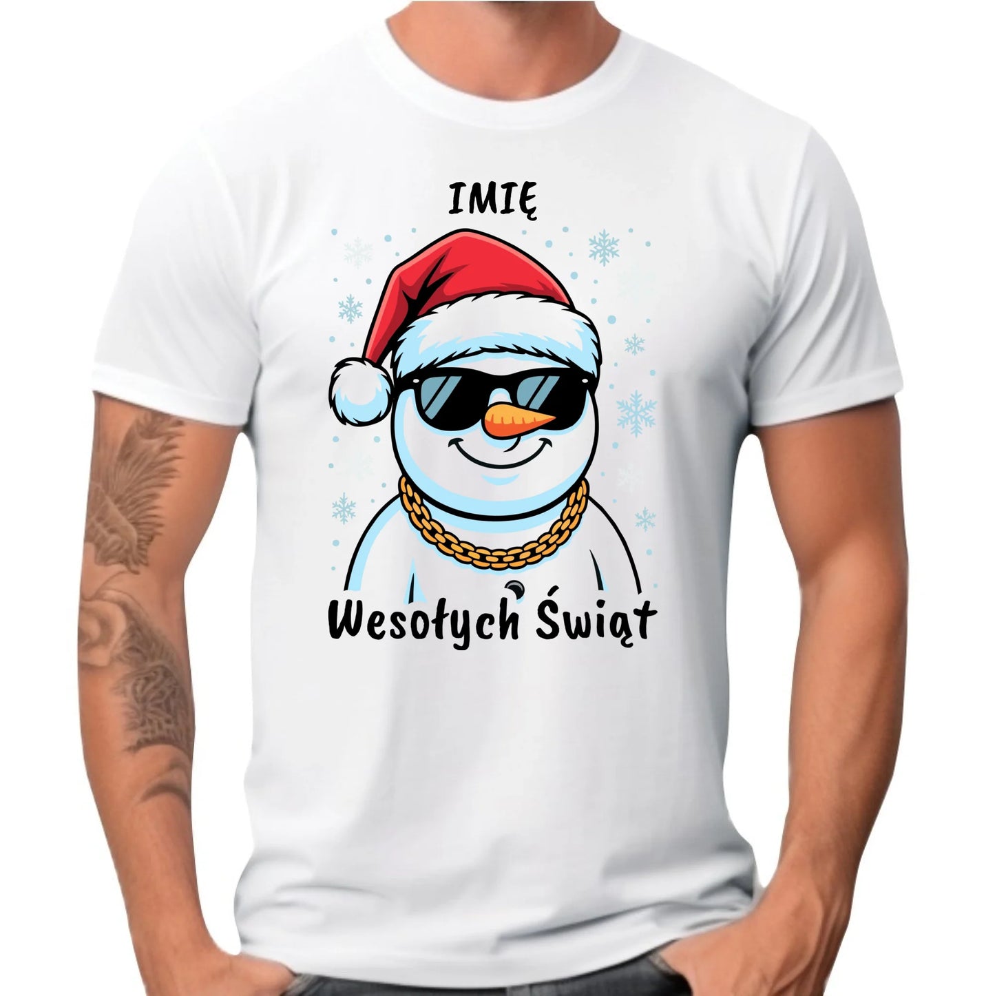 Koszulka męska świąteczna - Wesoły bałwan Wesołych Świąt - personalizowana BN82