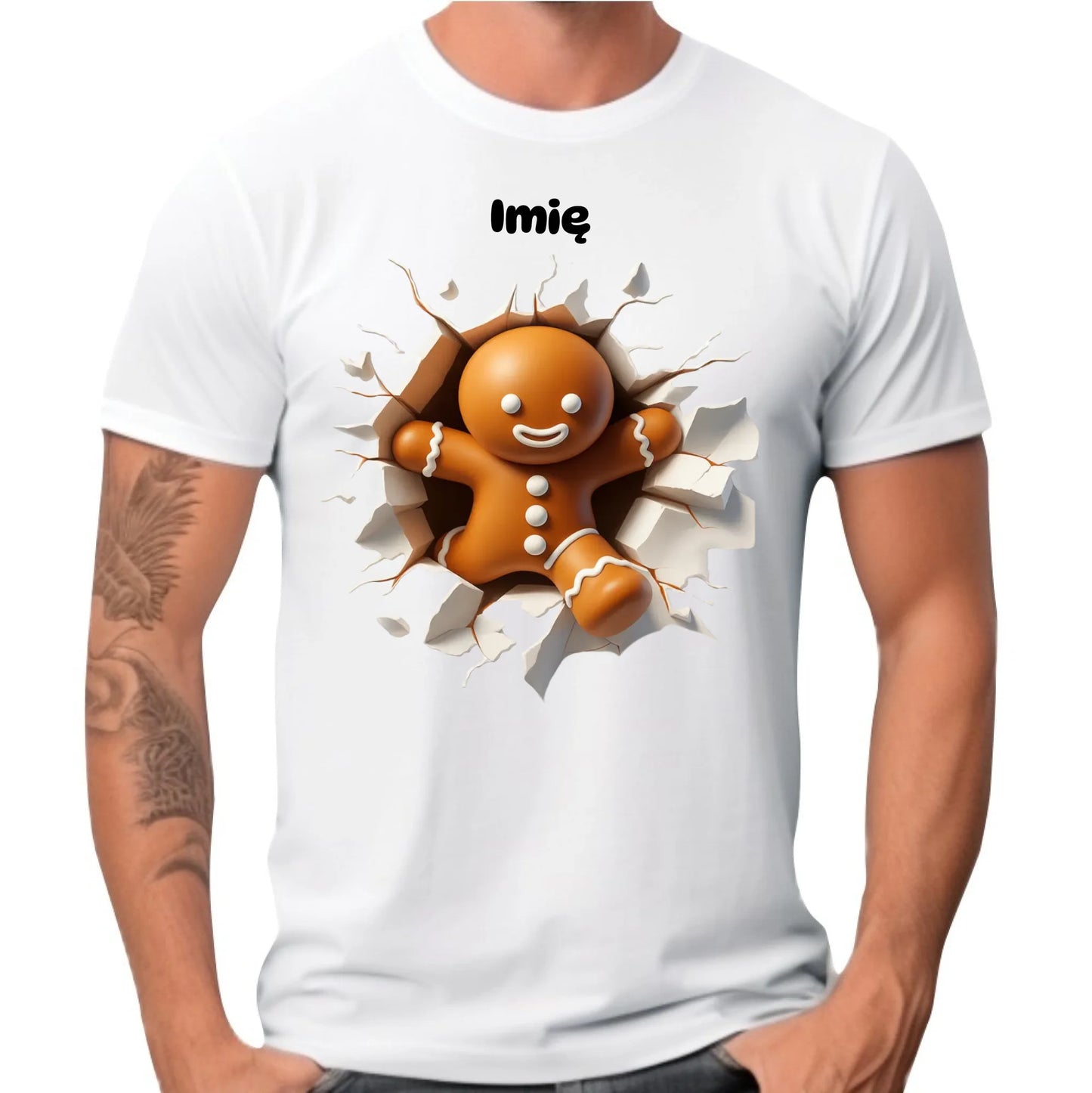 Koszulka męska świąteczna - Pierniczek 3D - personalizowana BN81