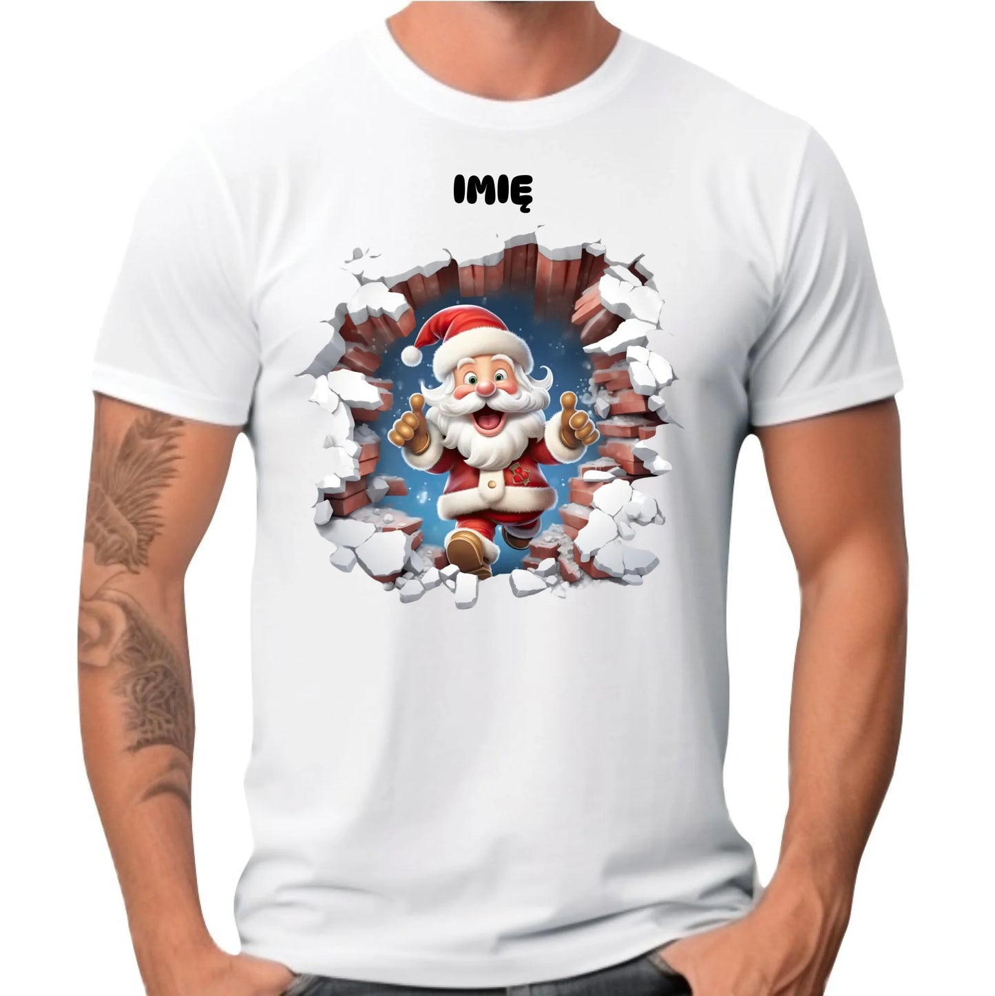 Koszulka męska świąteczna - Mikołaj 3D - personalizowana BN83