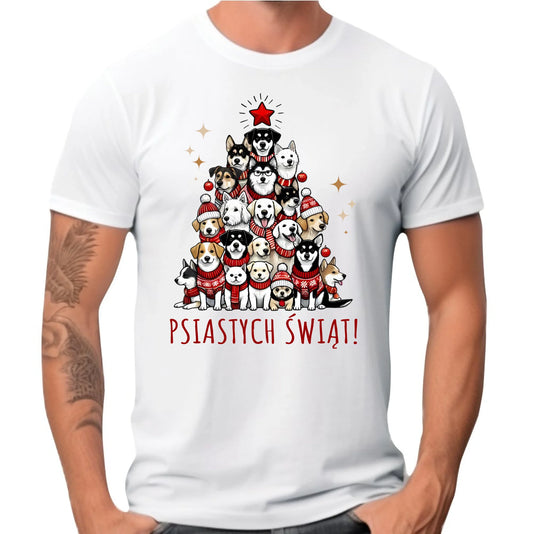 Koszulka męska świąteczna - Psia choinka Psiastych Świąt BN90