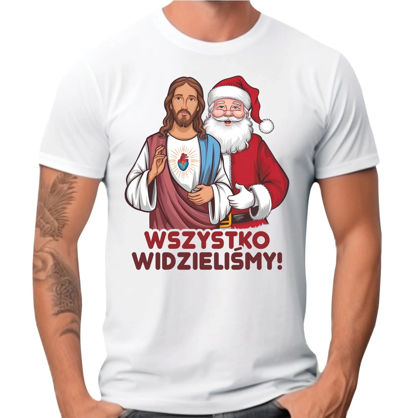 Koszulka męska świąteczna - Jezus i Mikołaj Wszystko widzieliśmy BN89
