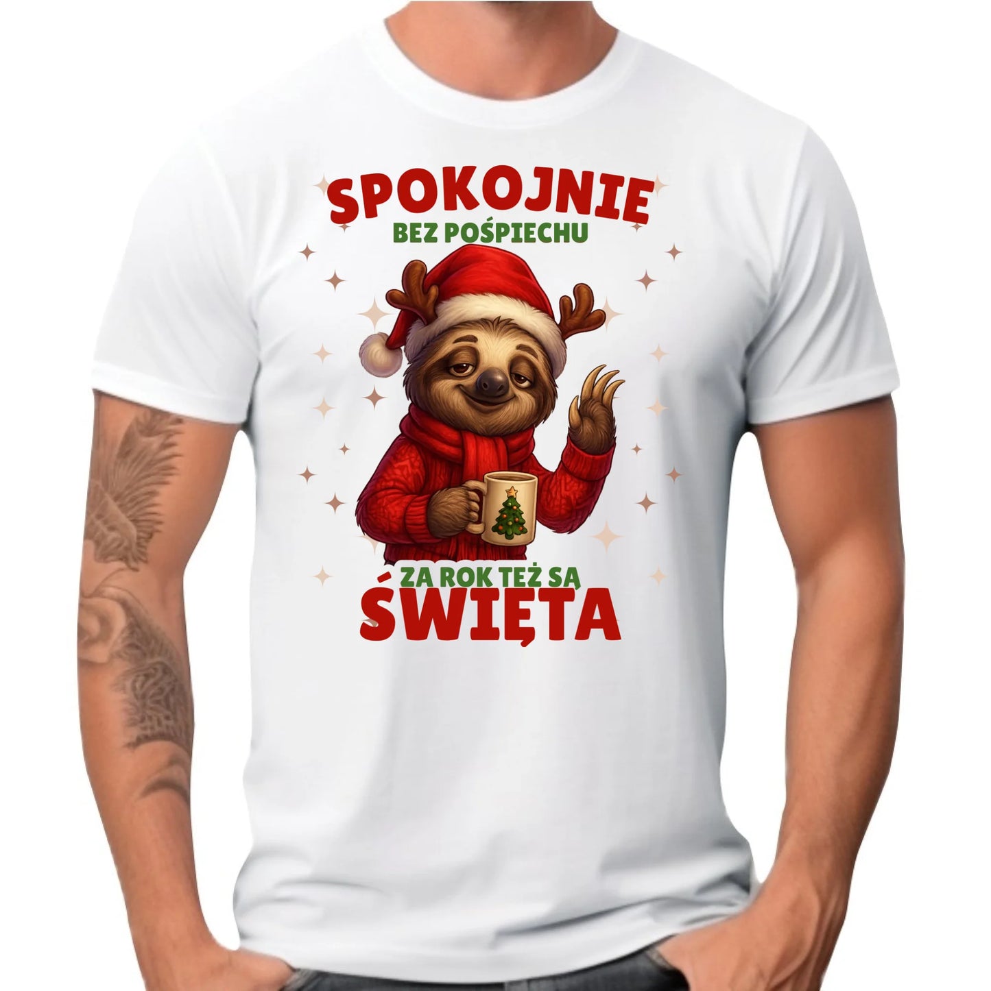 Koszulka męska świąteczna - Leniwiec Za rok też są święta BN92