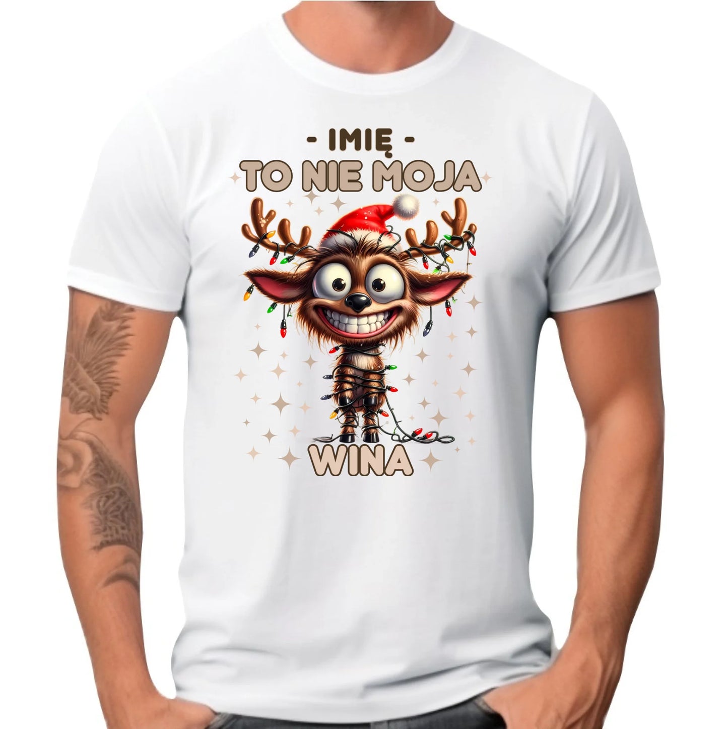 Koszulka męska świąteczna - Renifer To nie moja wina - personalizowana BN93