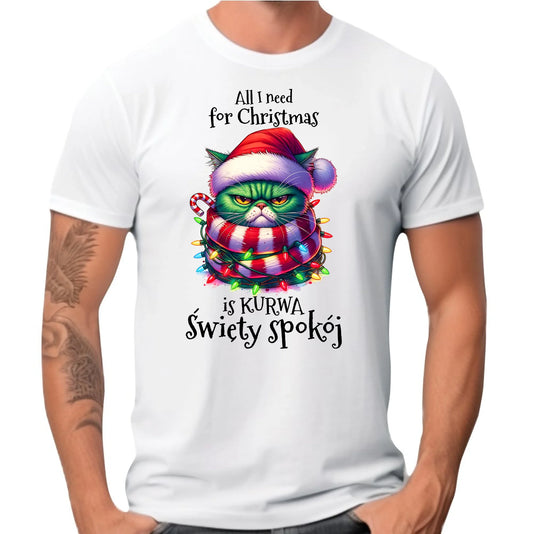 Koszulka męska świąteczna - All I need for Christmas is ku*wa święty spokój - bez cenzury BN101