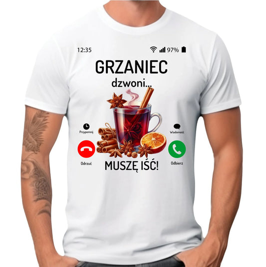 Koszulka męska świąteczna - Grzaniec dzwoni, muszę iść BN127