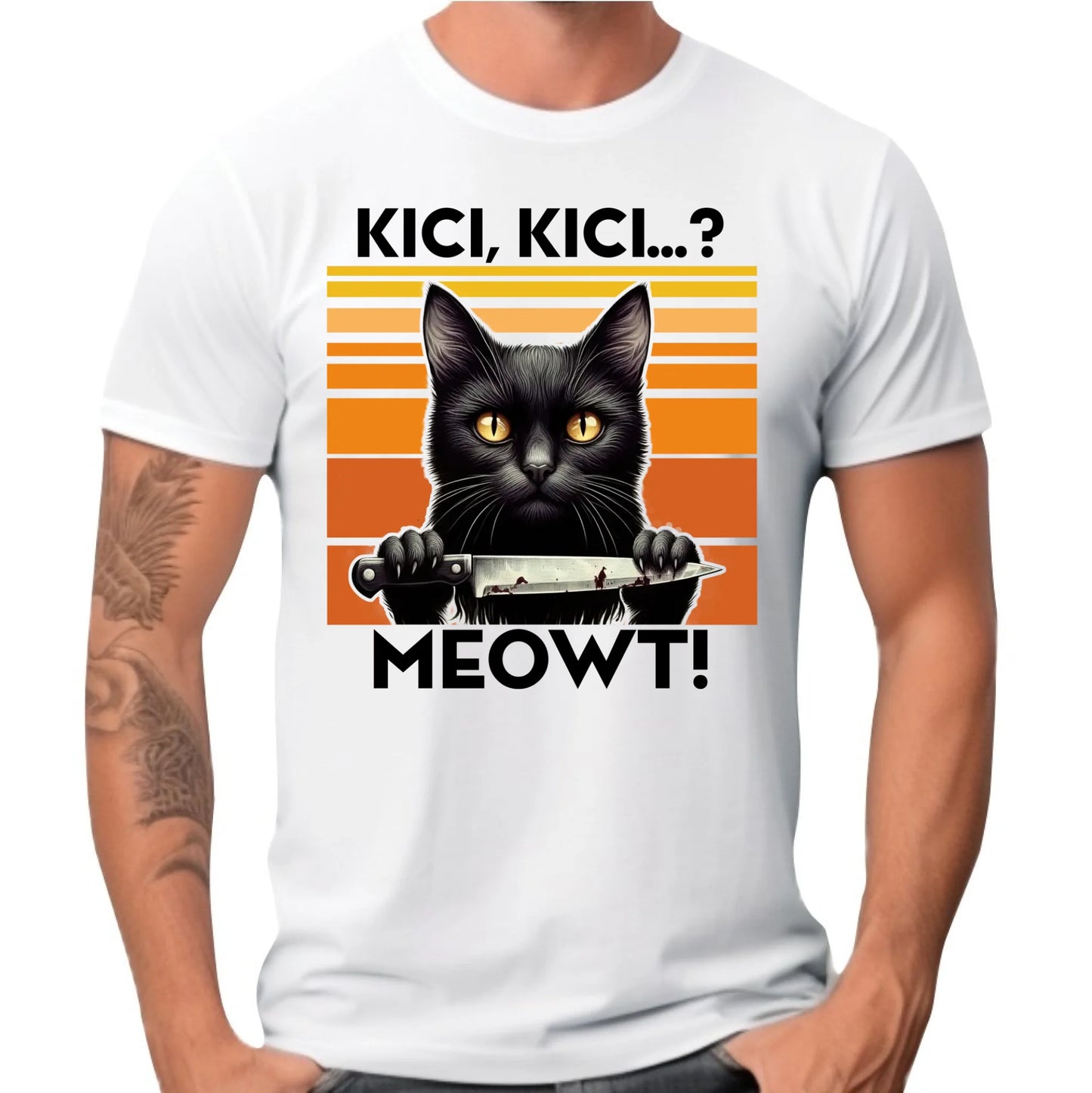 Koszulka męska - Kot z nożem - Kici, kici... MEOWT! HL17