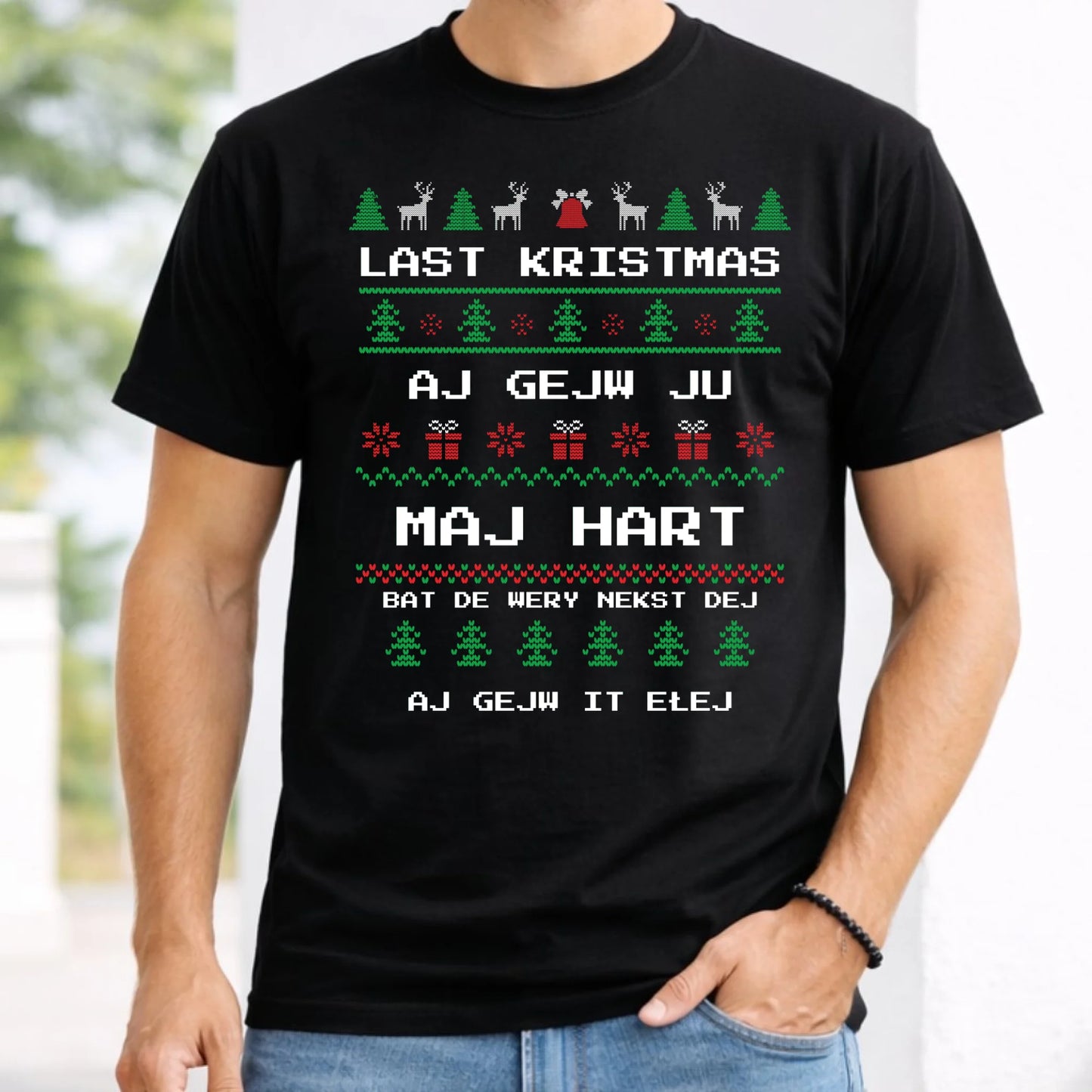 Koszulka męska świąteczna - Last kristmas aj gejw ju maj hart BN13