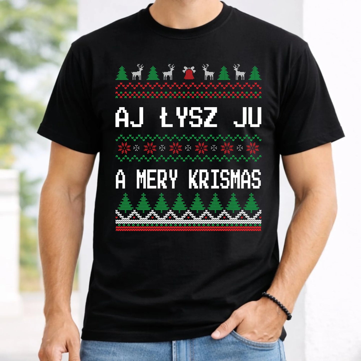 Koszulka męska świąteczna - Aj łysz ju a mery krismas BN12