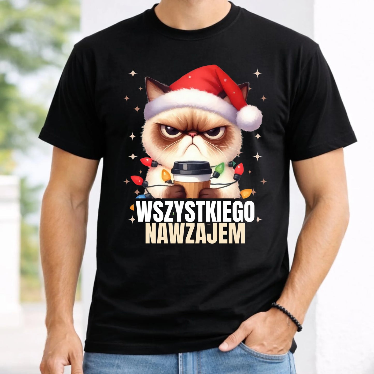 Koszulka męska świąteczna - Grumpy Cat Wszystkiego nawzajem BN33