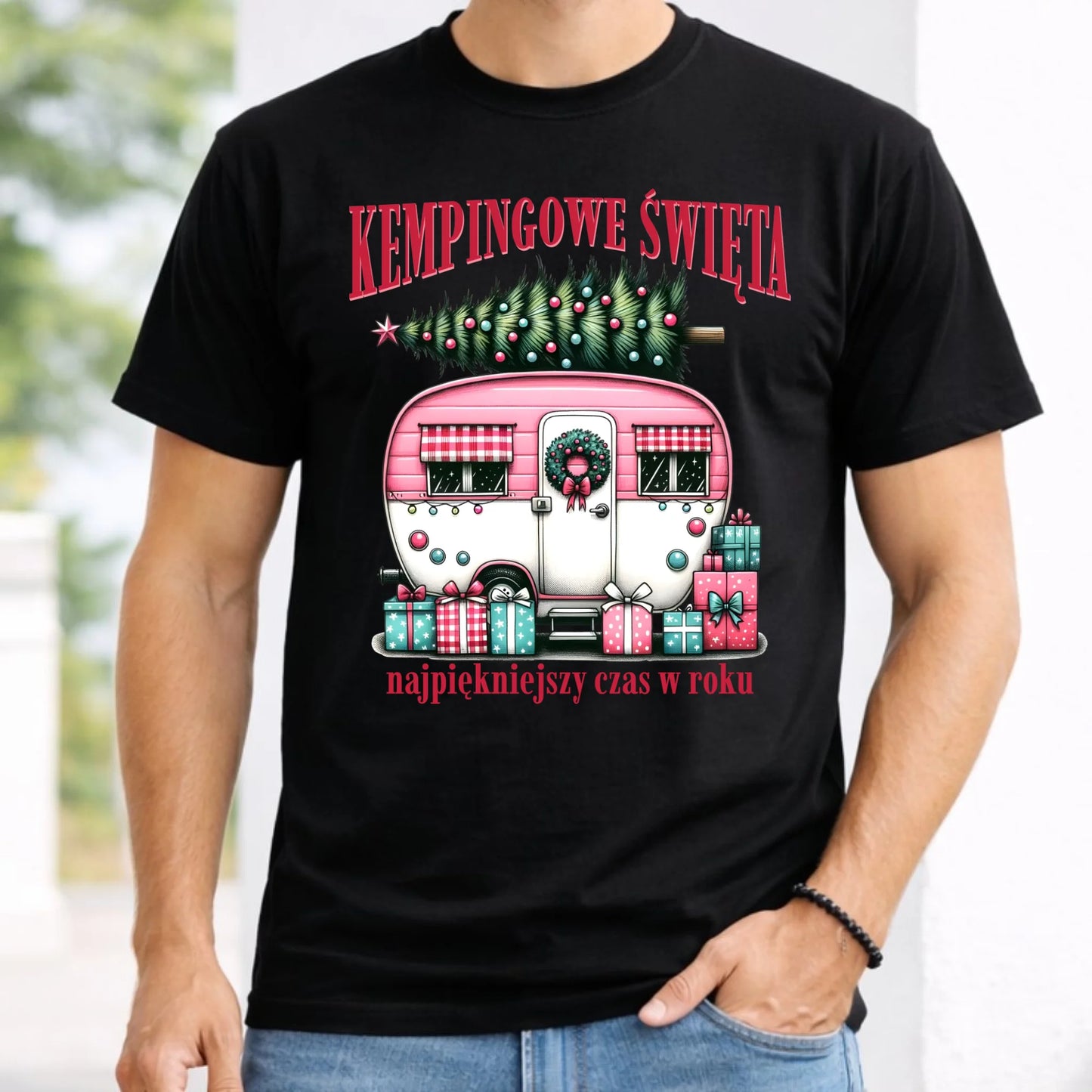 Koszulka męska świąteczna - Kamper Kempingowe Święta BN40