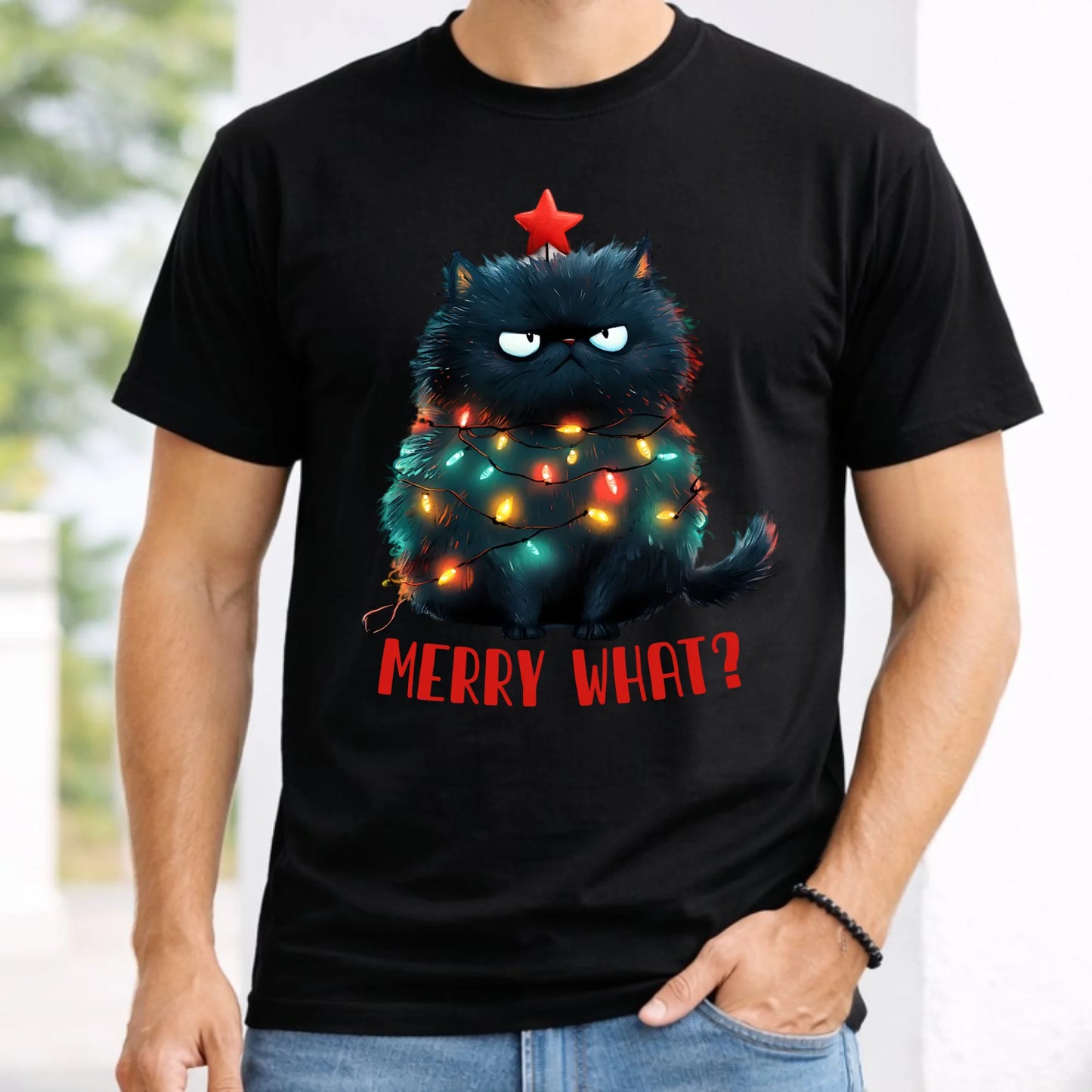 Koszulka męska świąteczna - Grumpy Cat Merry what? BN37