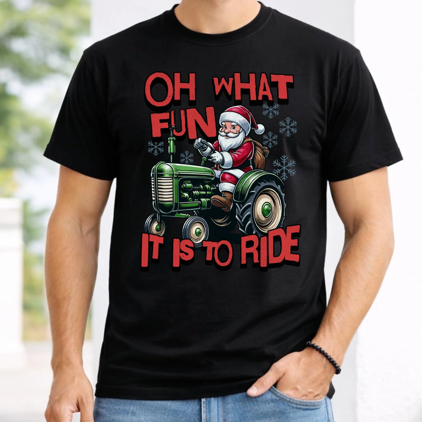 Koszulka męska świąteczna - Mikołaj na traktorze - Oh what fun BN48