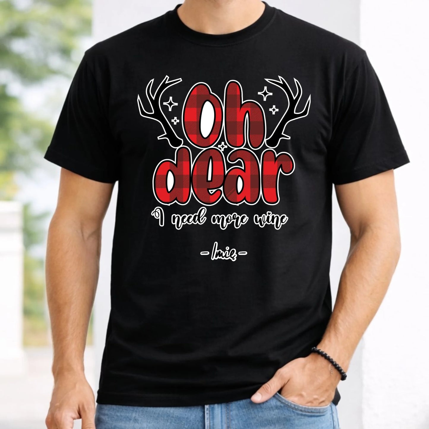 Koszulka męska świąteczna - Oh dear I need more wine - personalizowana BN63