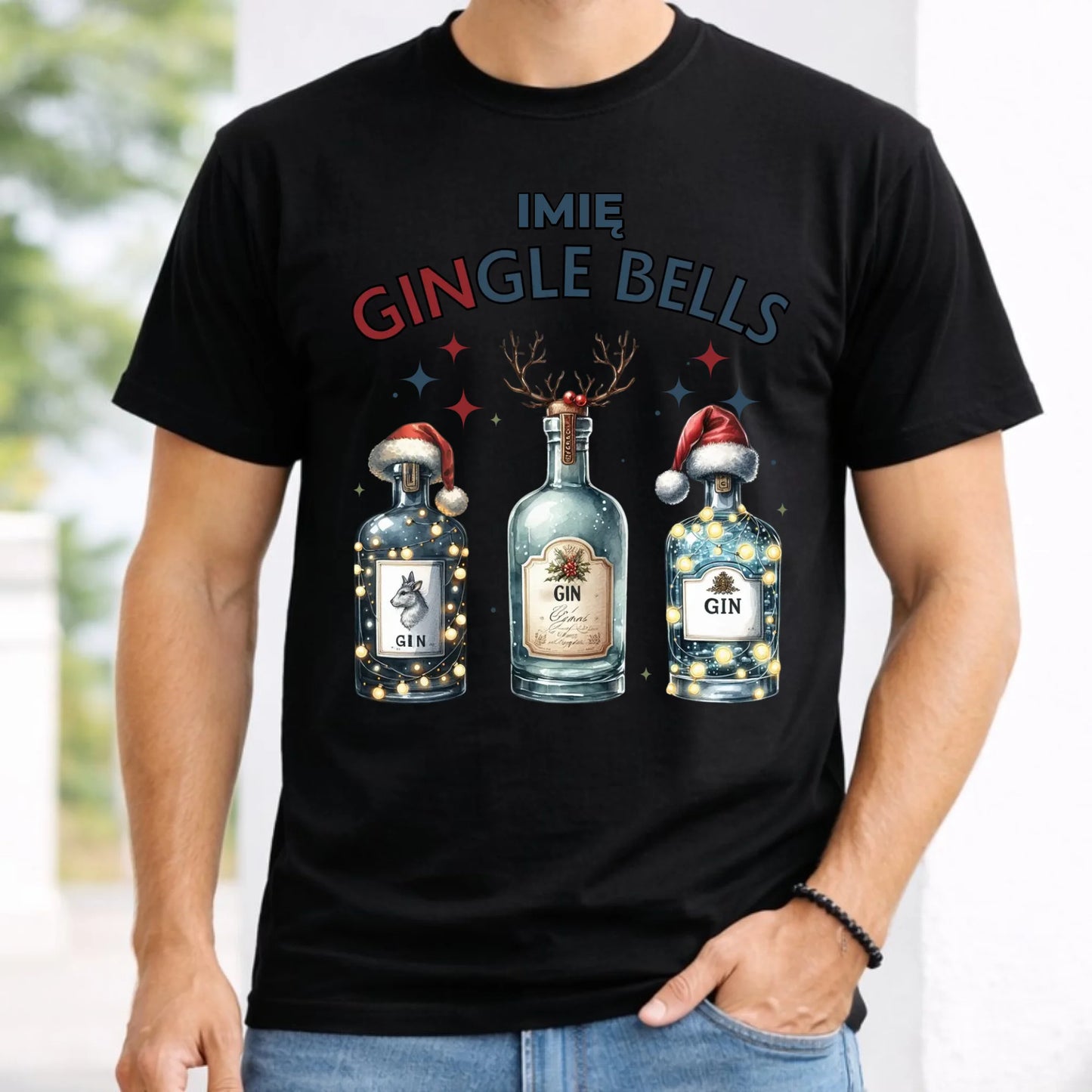 Koszulka męska świąteczna - Gin Gingle bells - personalizowana BN68