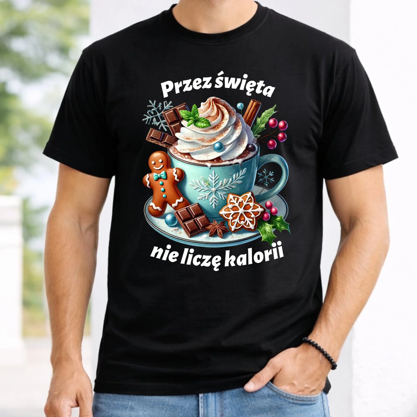 Koszulka męska świąteczna - Przez święta nie liczę kalorii BN31