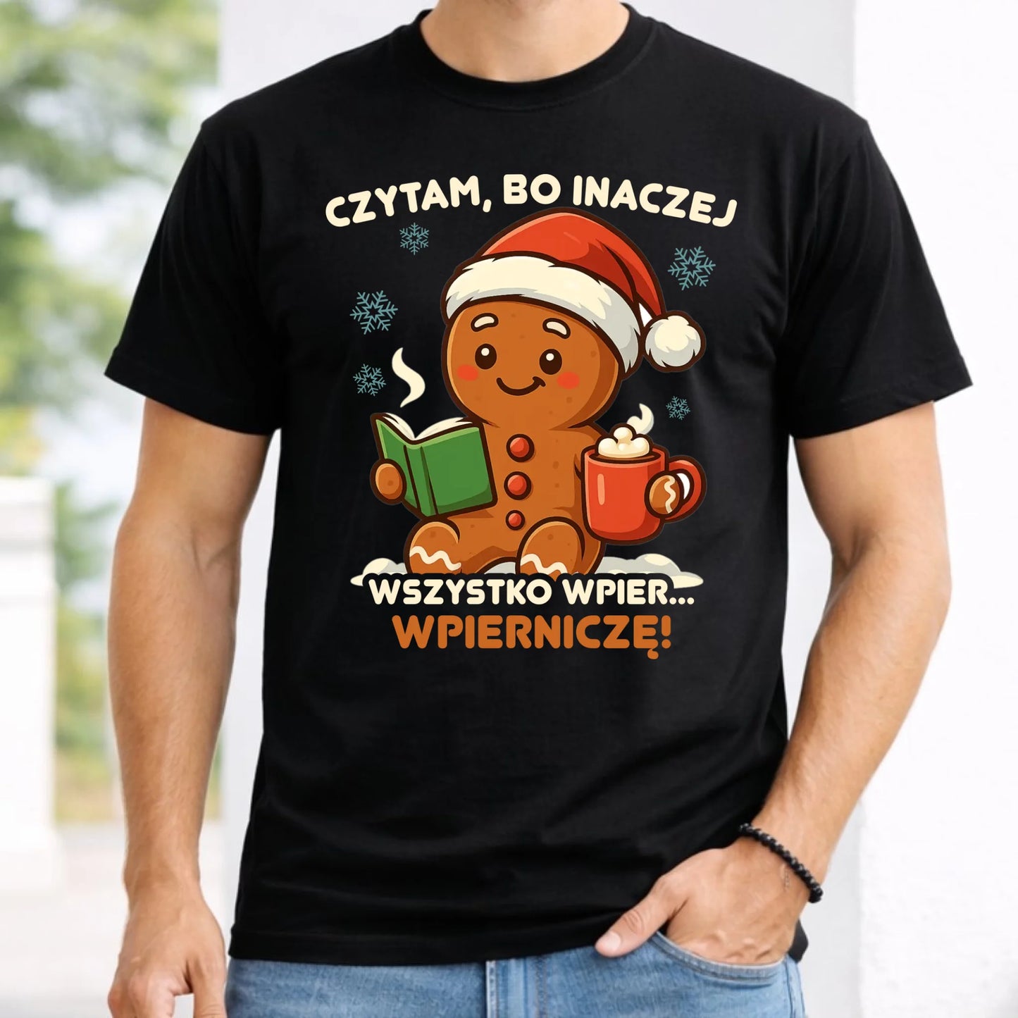 Koszulka męska świąteczna - Czytam, bo inaczej wszystko wpier... wpierniczę BN79