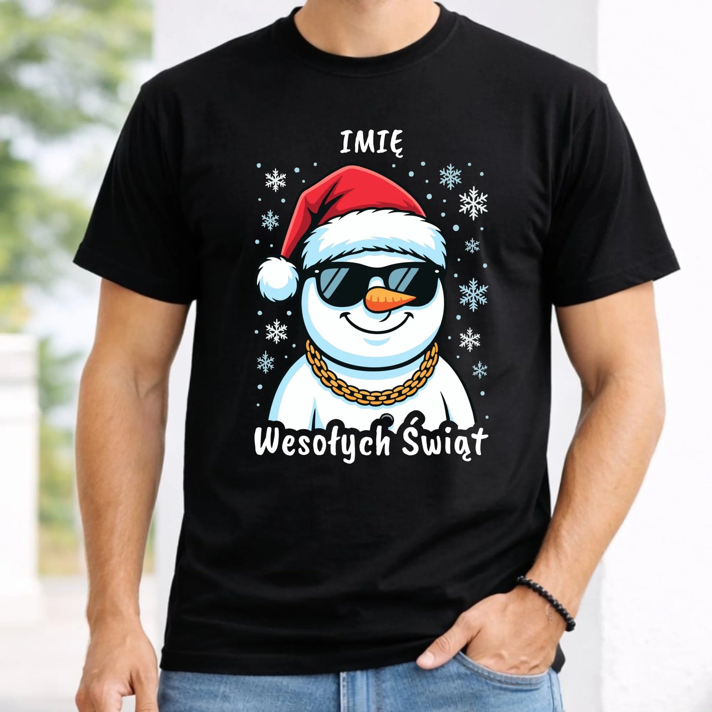 Koszulka męska świąteczna - Wesoły bałwan Wesołych Świąt - personalizowana BN82