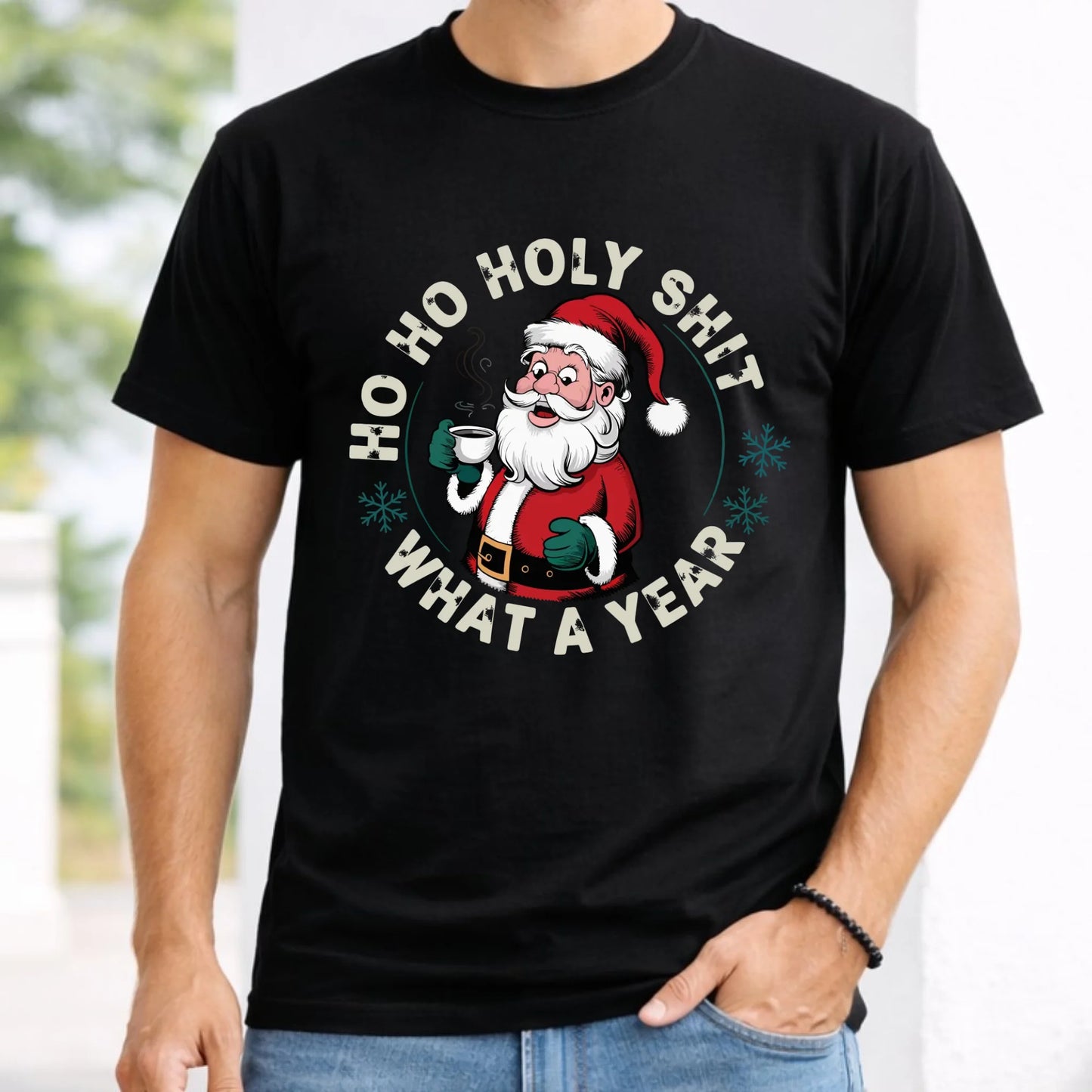 Koszulka męska świąteczna - Ho ho holy shit what a year BN74