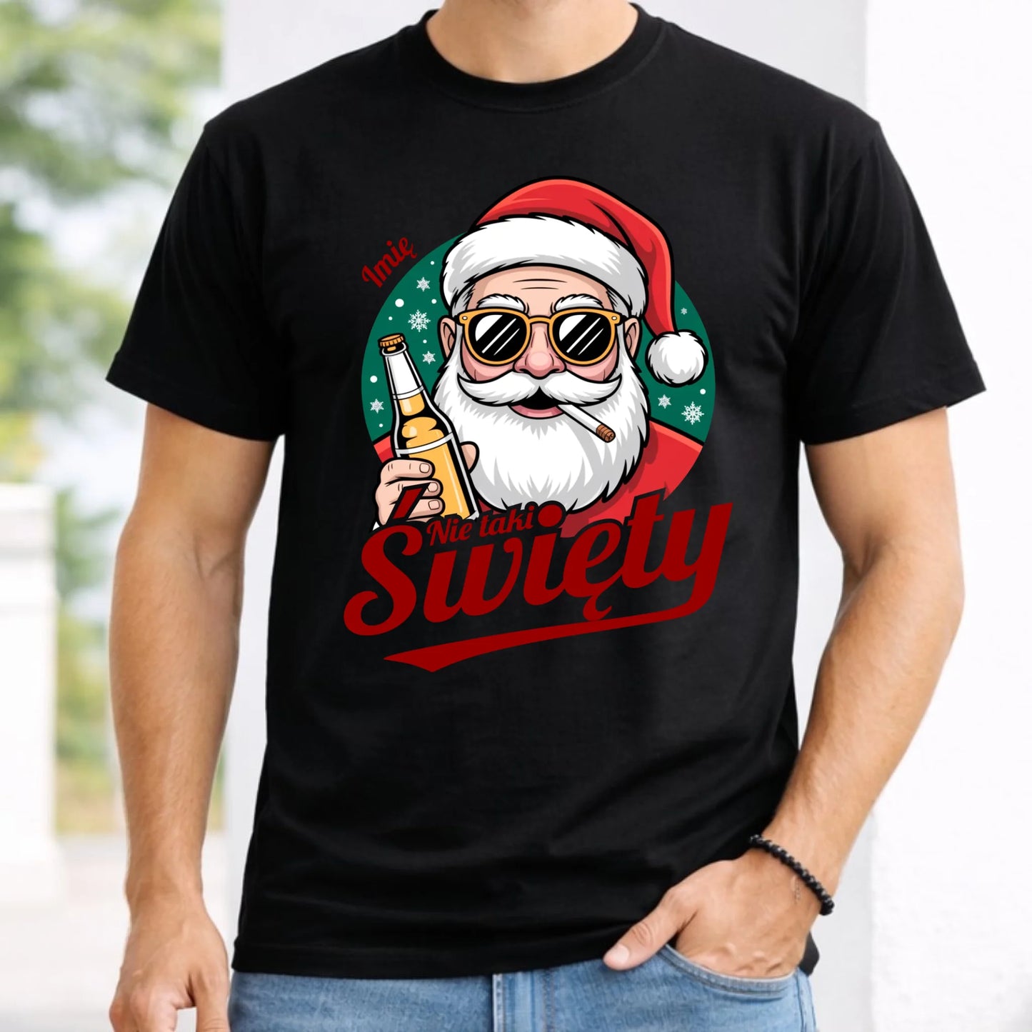 Koszulka męska świąteczna - Mikołaj nie taki święty - personalizowana BN80