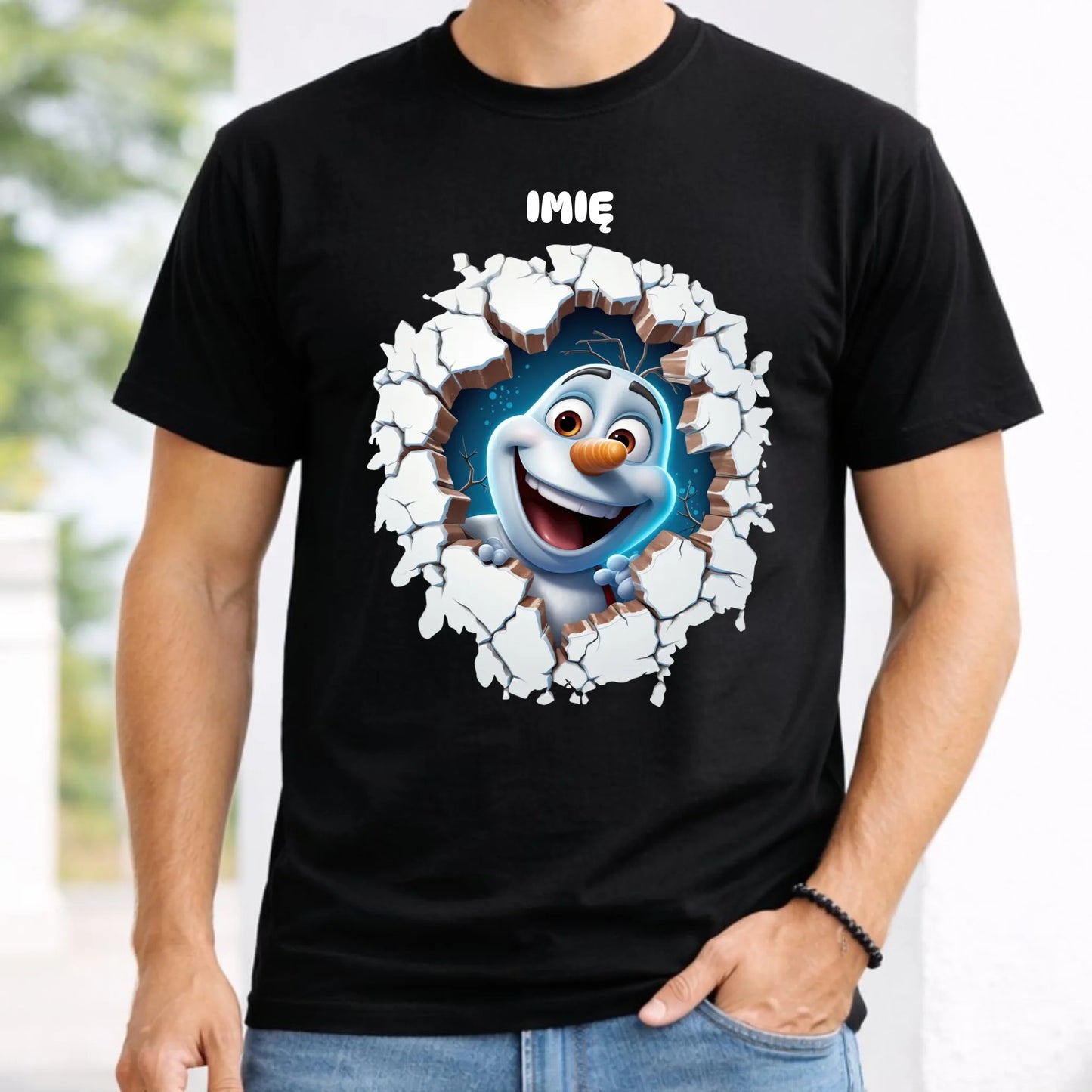 Koszulka męska świąteczna - Bałwan 3D - personalizowana BN84