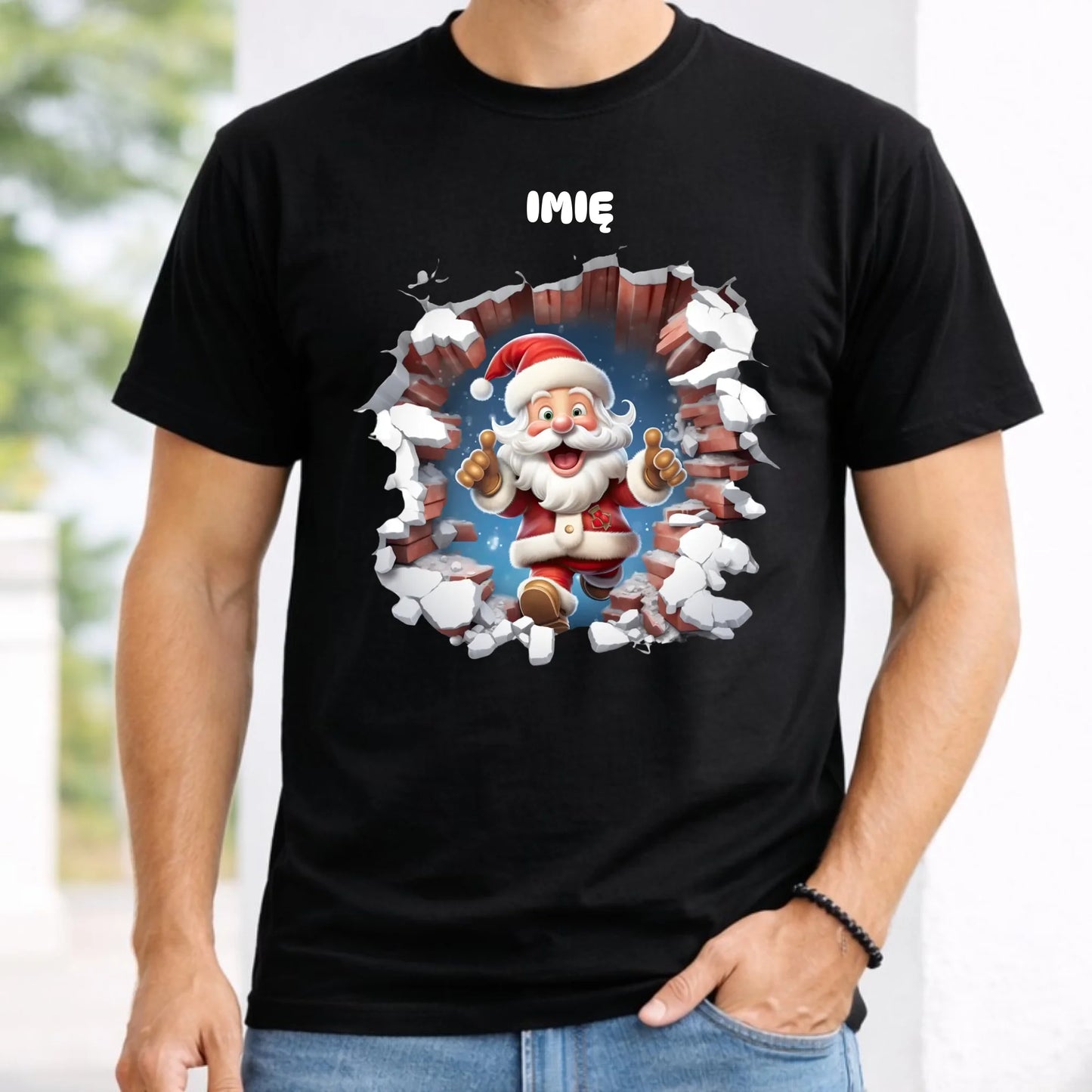 Koszulka męska świąteczna - Mikołaj 3D - personalizowana BN83