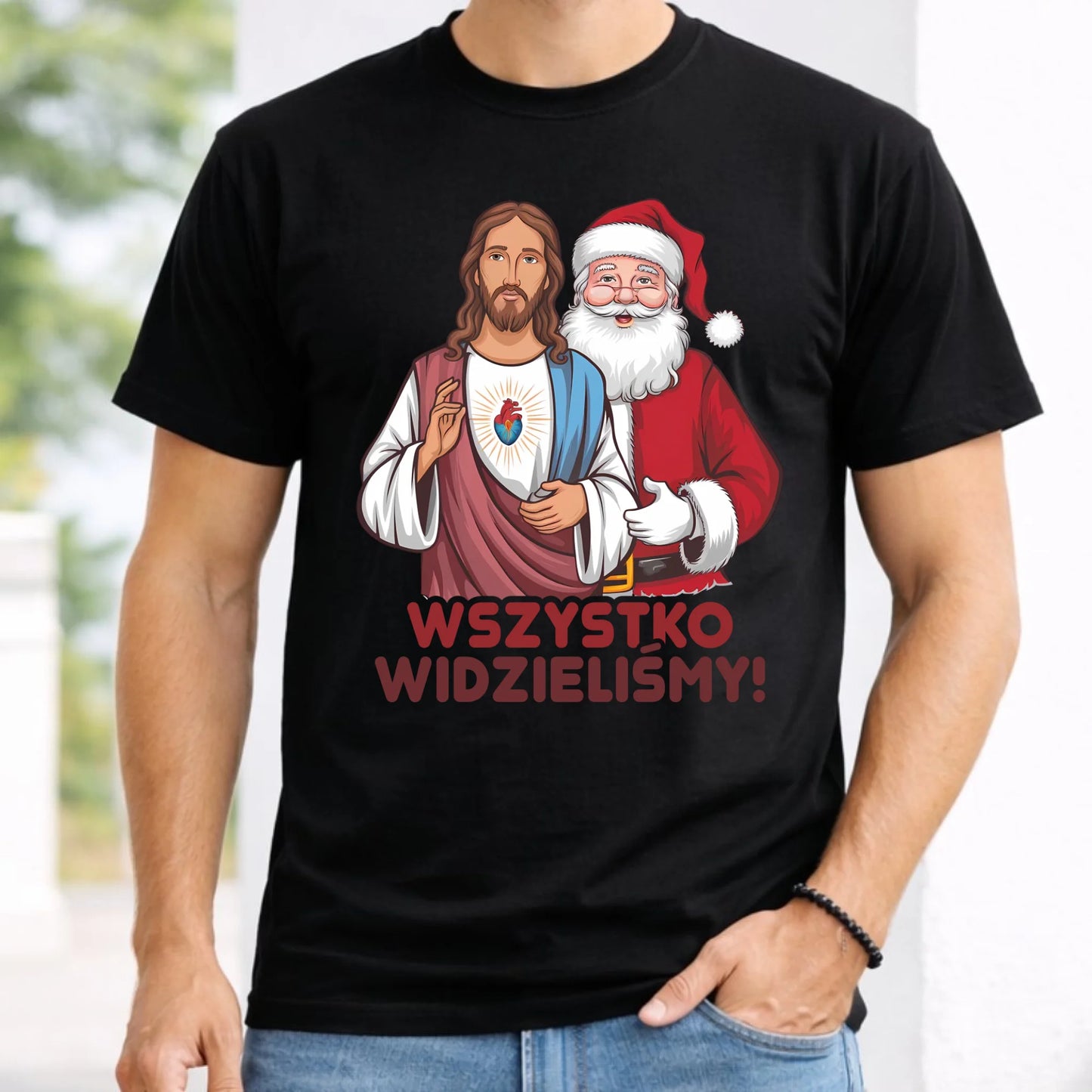 Koszulka męska świąteczna - Jezus i Mikołaj Wszystko widzieliśmy BN89