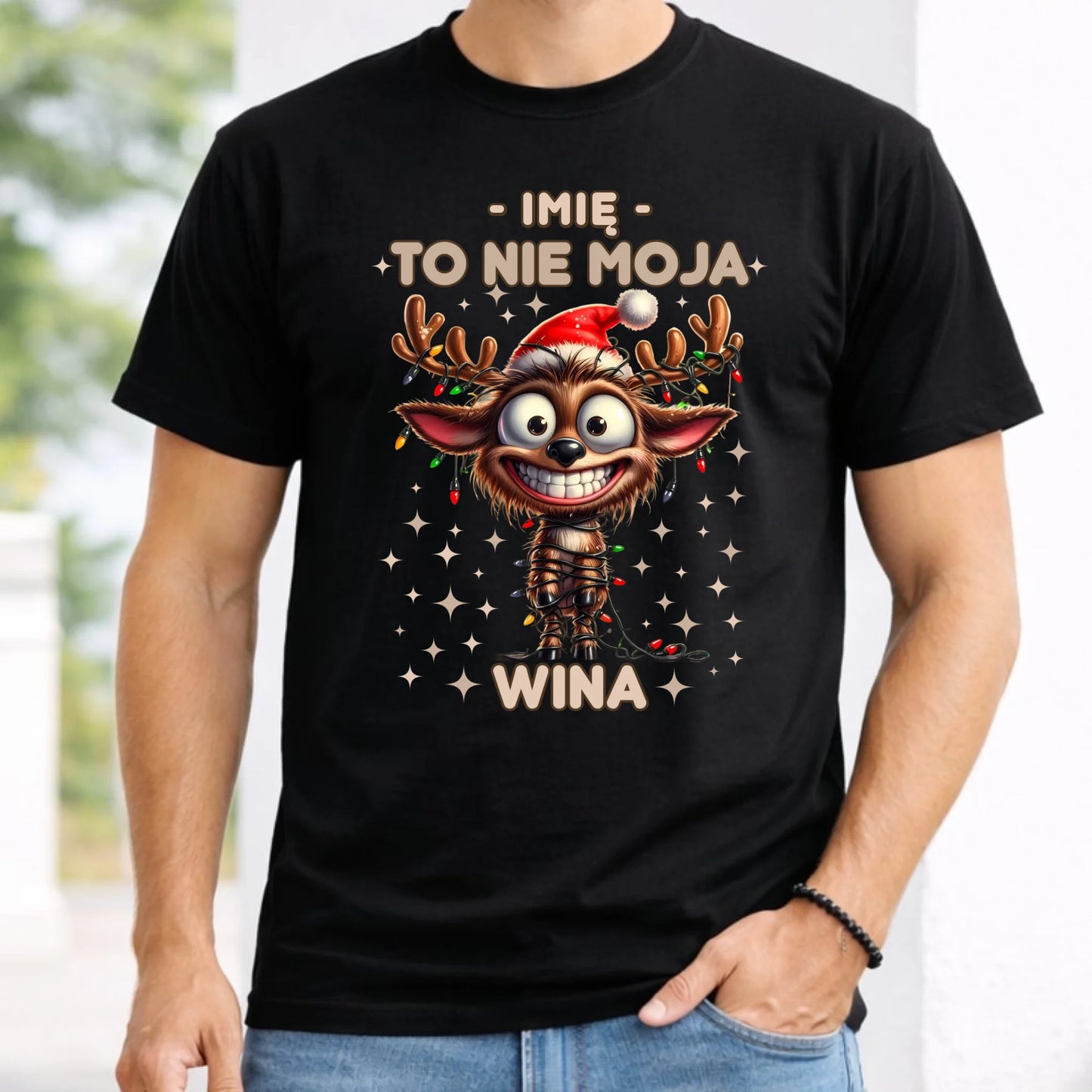 Koszulka męska świąteczna - Renifer To nie moja wina - personalizowana BN93