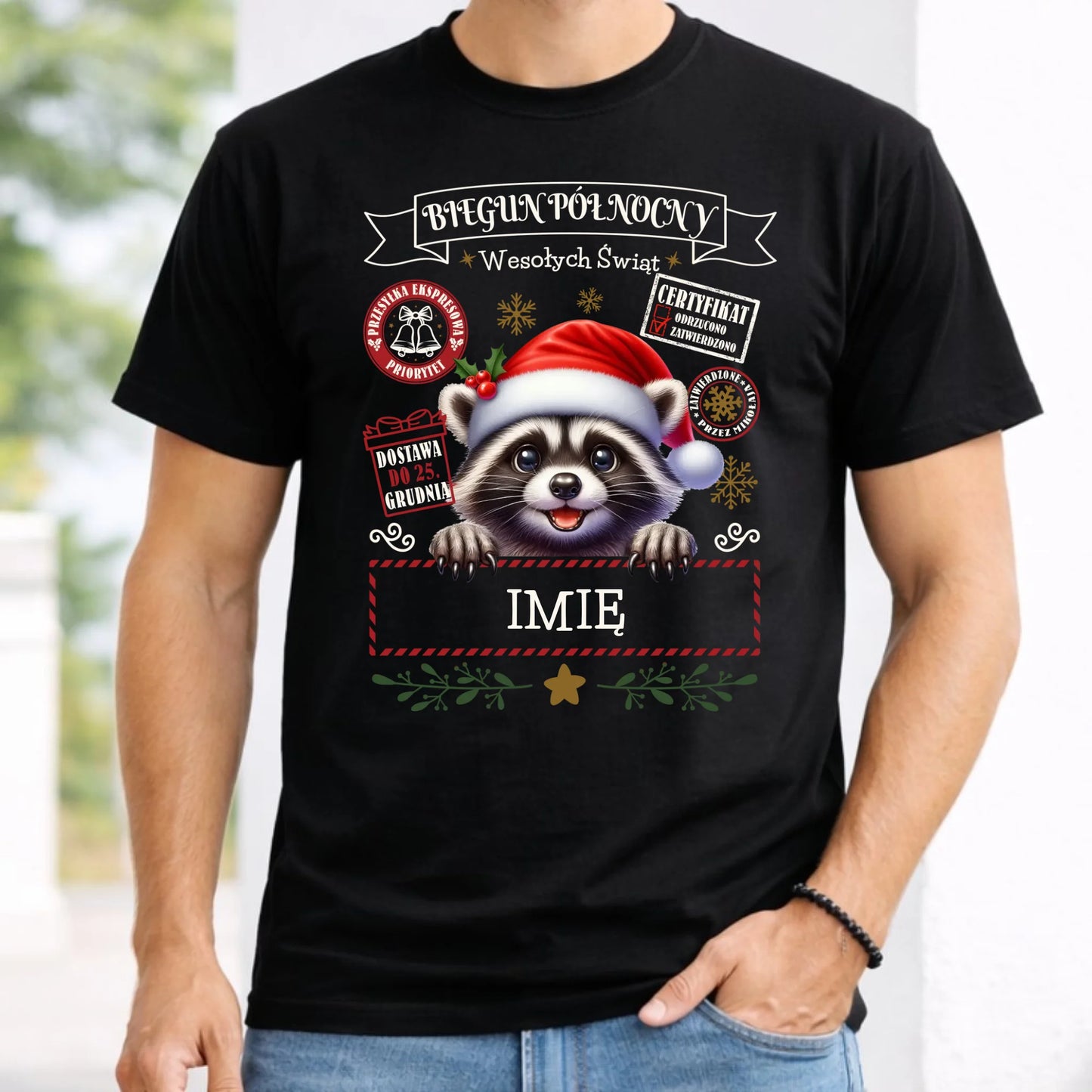 Koszulka męska świąteczna - Szop Paczka od Mikołaja - personalizowana BN145