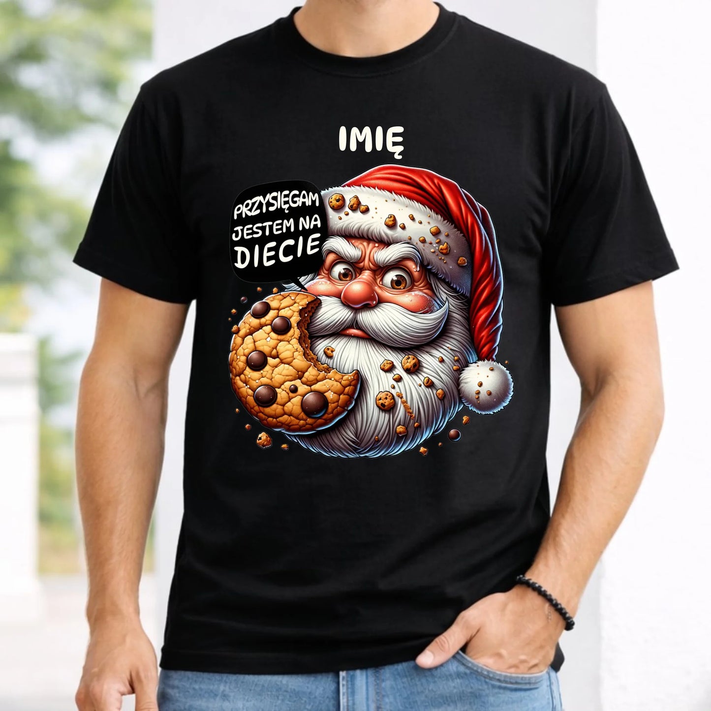 Koszulka męska świąteczna - Mikołaj Przysięgam jestem na diecie - personalizowana BN97