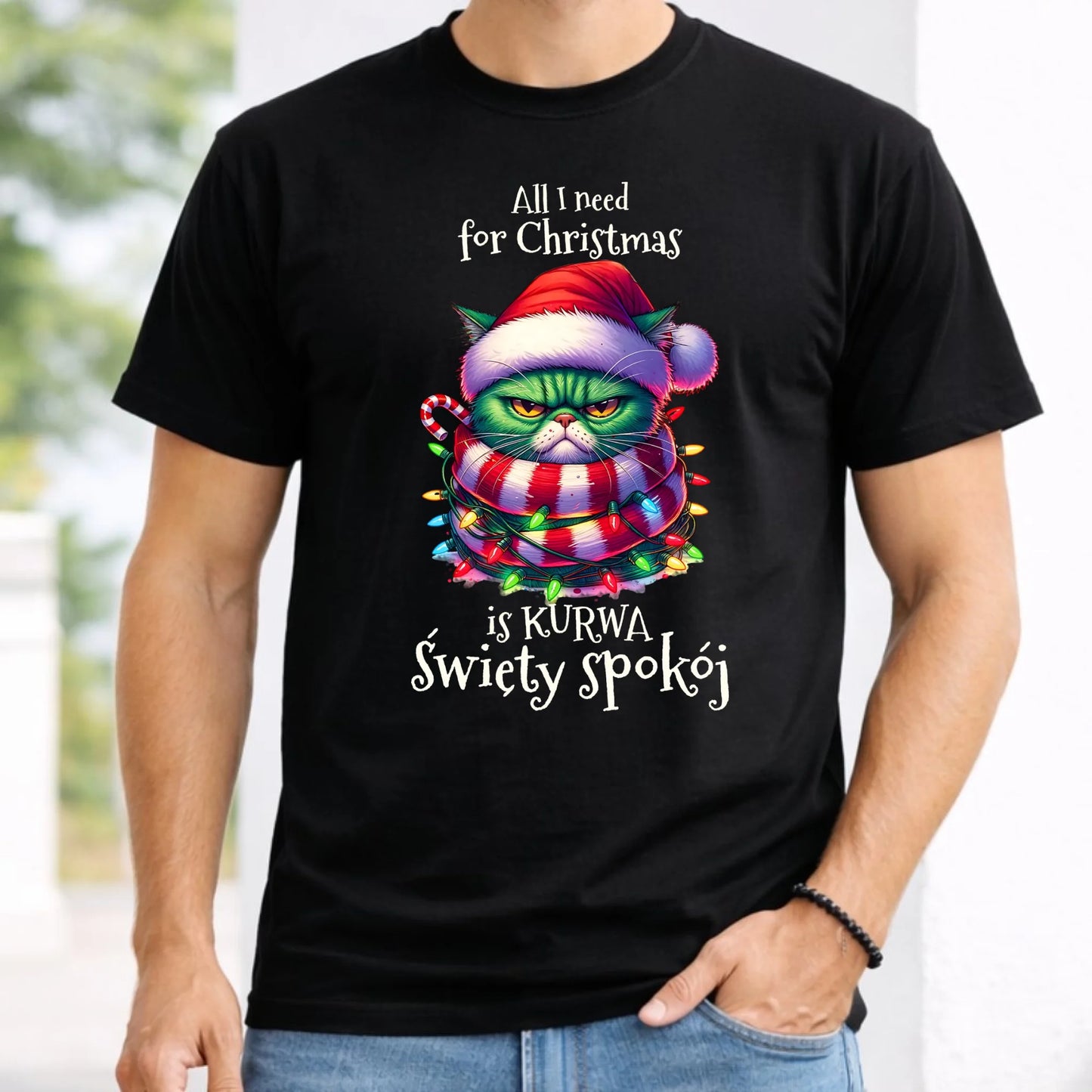 Koszulka męska świąteczna - All I need for Christmas is ku*wa święty spokój - bez cenzury BN101