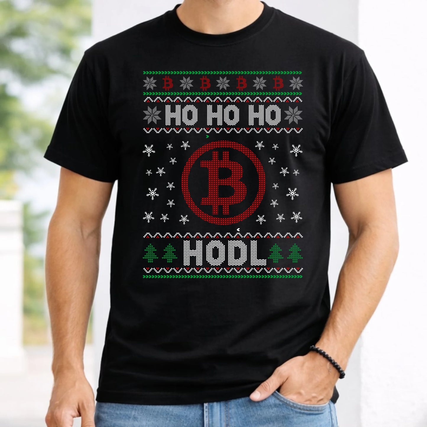 Koszulka męska świąteczna - Bitcoin - Ho Ho hodl BN103