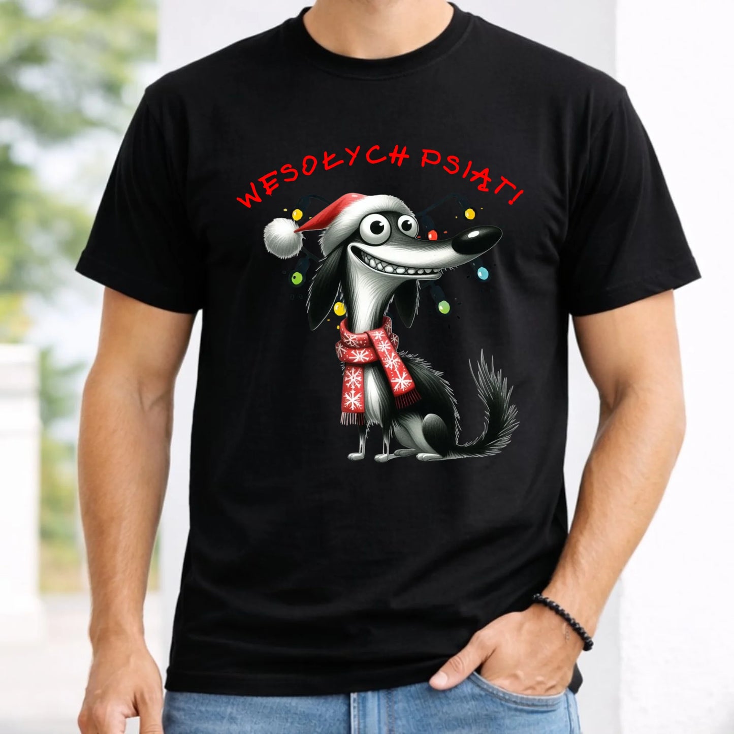 Koszulka męska świąteczna - Pies Wesołych psiąt BN140
