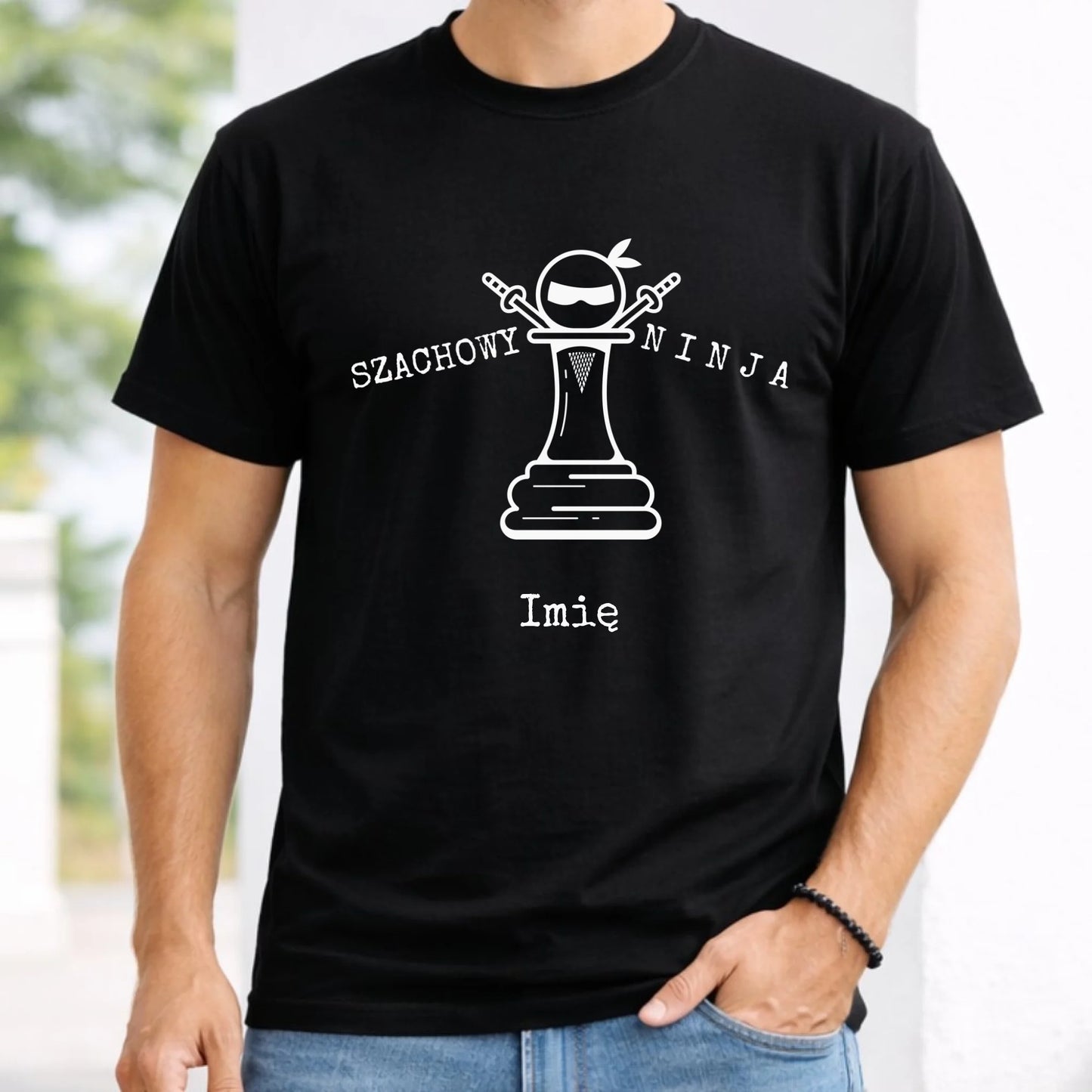 Koszulka męska dla szachisty - Szachowy ninja - personalizowana HSZ01