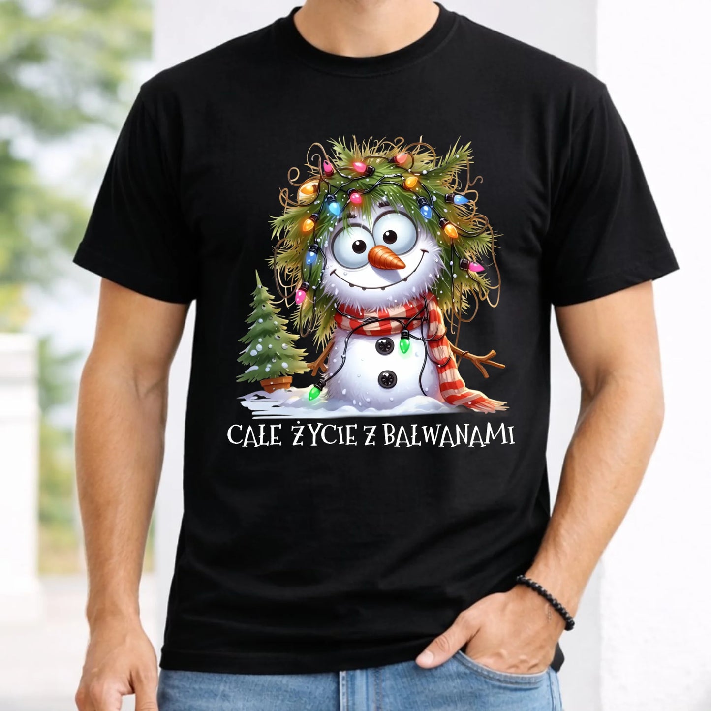 Koszulka męska świąteczna - Całe życie z bałwanami BN125