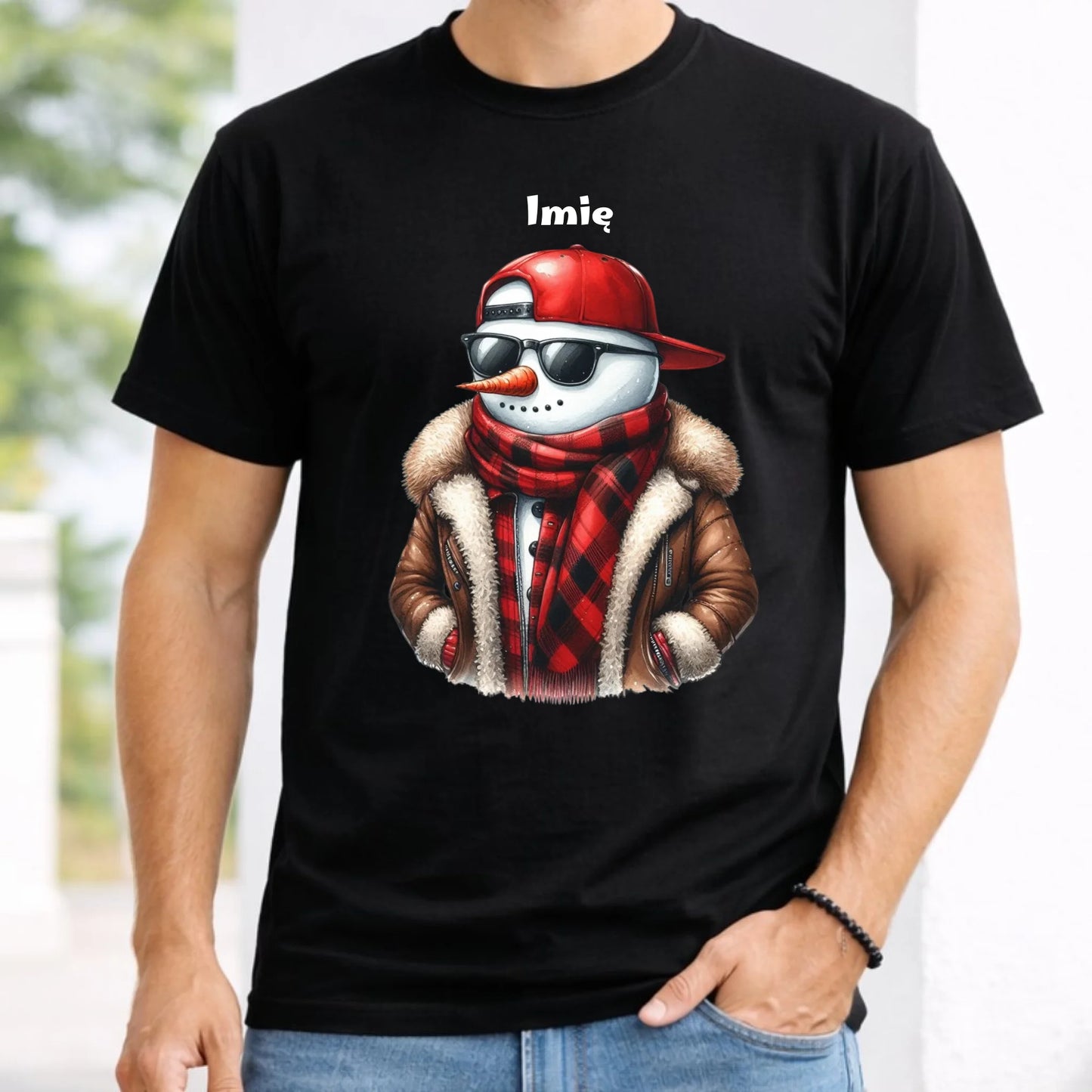 Koszulka męska świąteczna - Stylowy bałwan - personalizowana BN129