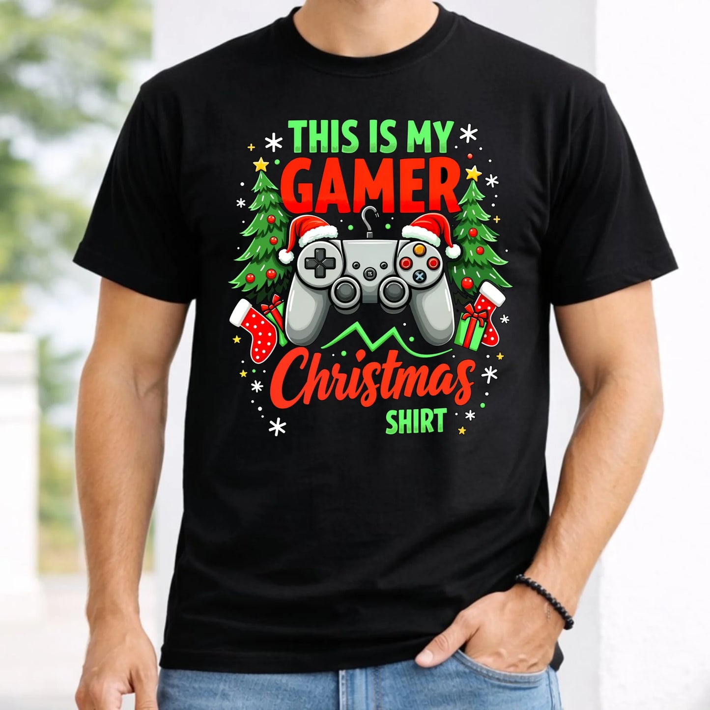 Koszulka męska świąteczna - prezent dla gracza - Gamer Christmas T-shirt BN135