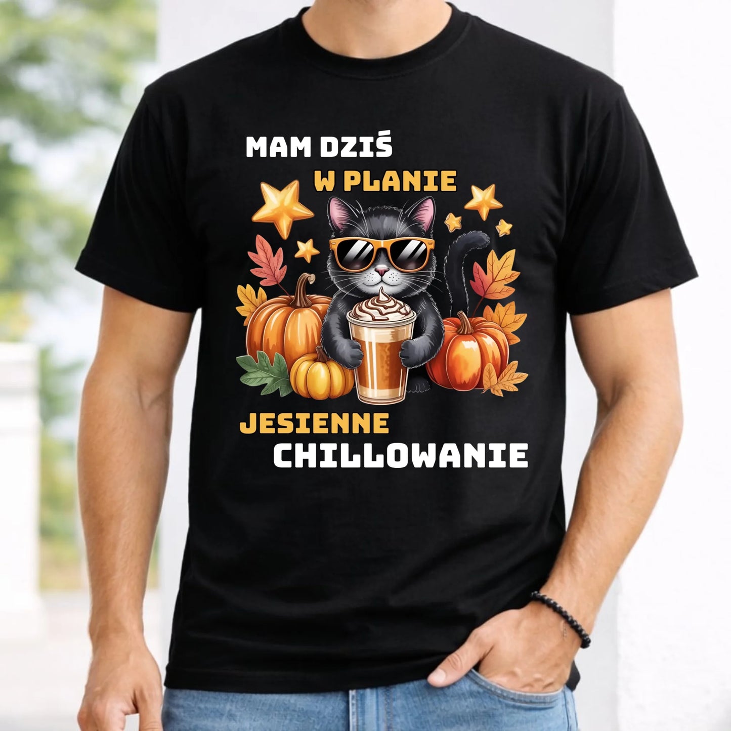 Koszulka męska jesienna - Mam dziś w planie jesienne chillowanie JS34
