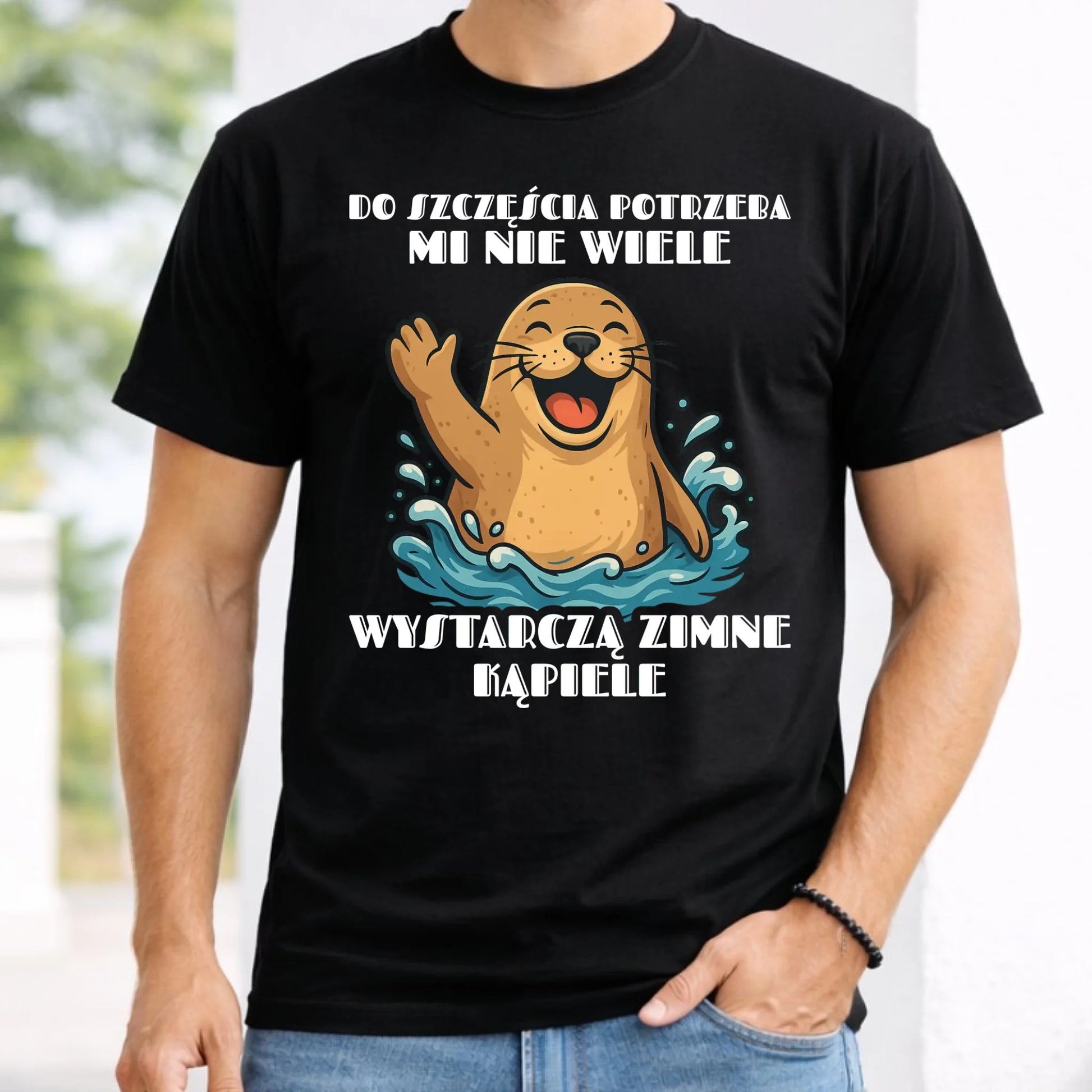 Koszulka męska - prezent dla morsa - Do szczęścia potrzeba mi nie wiele HM06 - StoryCups.pl