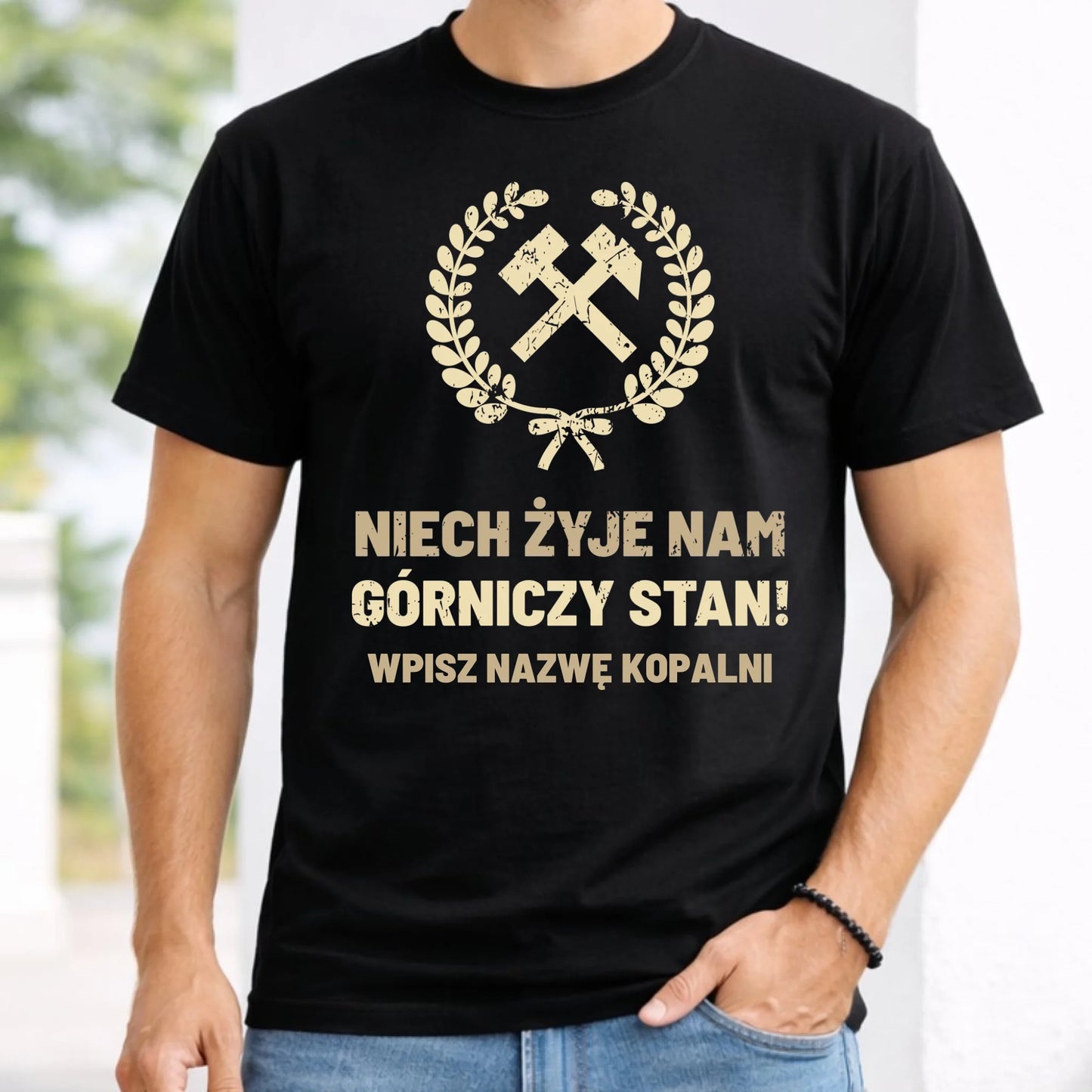 Koszulka męska - prezent dla górnika - Niech żyje nam górniczy stan - personalizowana G24